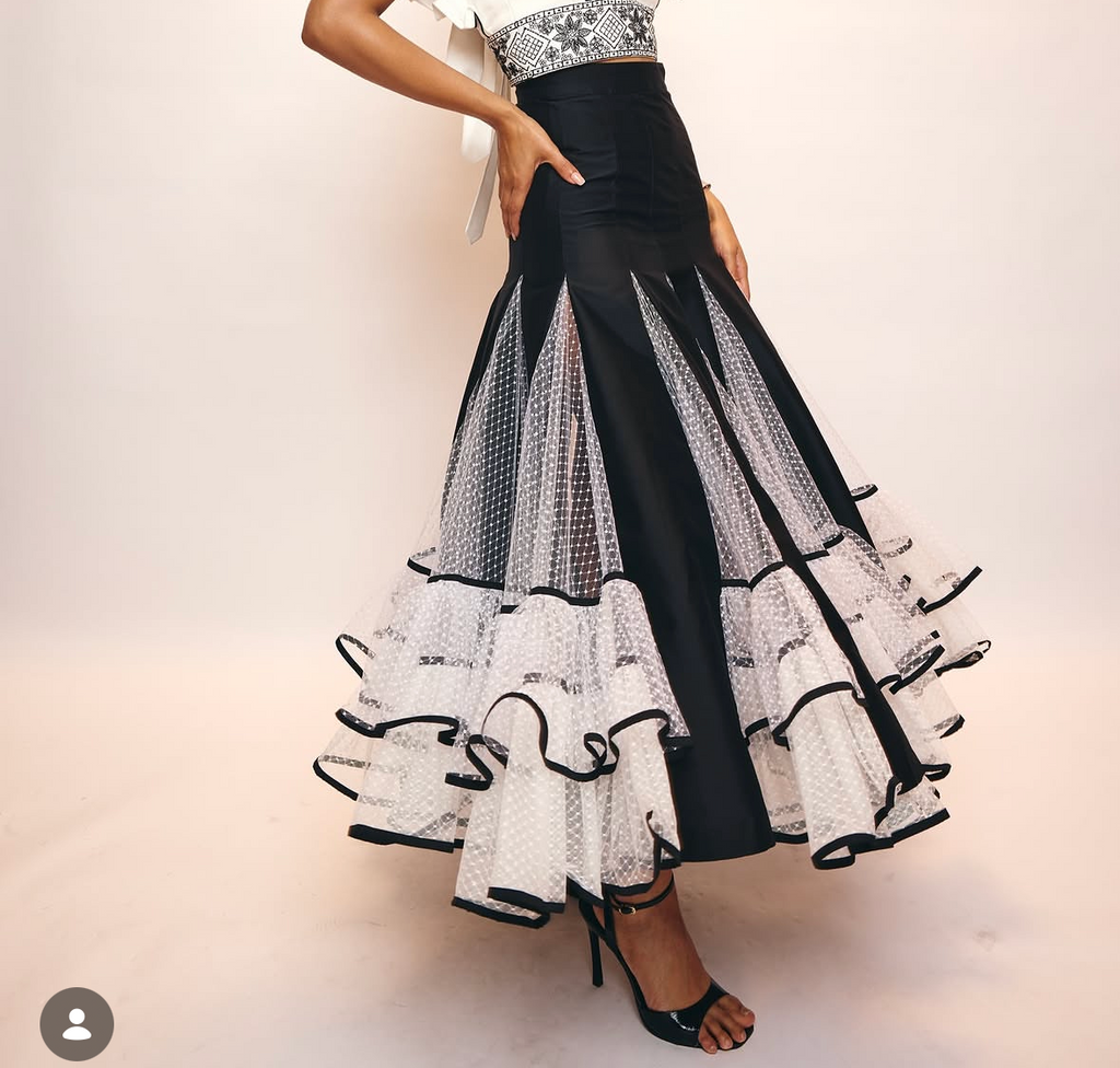 GODET FLARED MAXI SKIRT