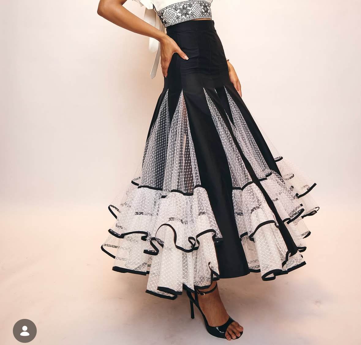 GODET FLARED MAXI SKIRT