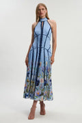 KAREN MILLEN Trailing Floral Woven Halter Neck Maxi Dress UK 10