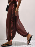 RIVER ISLAND Brown Sequin Side Panel Hareem Trousers M/L
