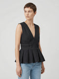 Ganni V neck top XS
