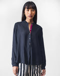 NICOBAR Mandarin Collar Top - Black SMALL
