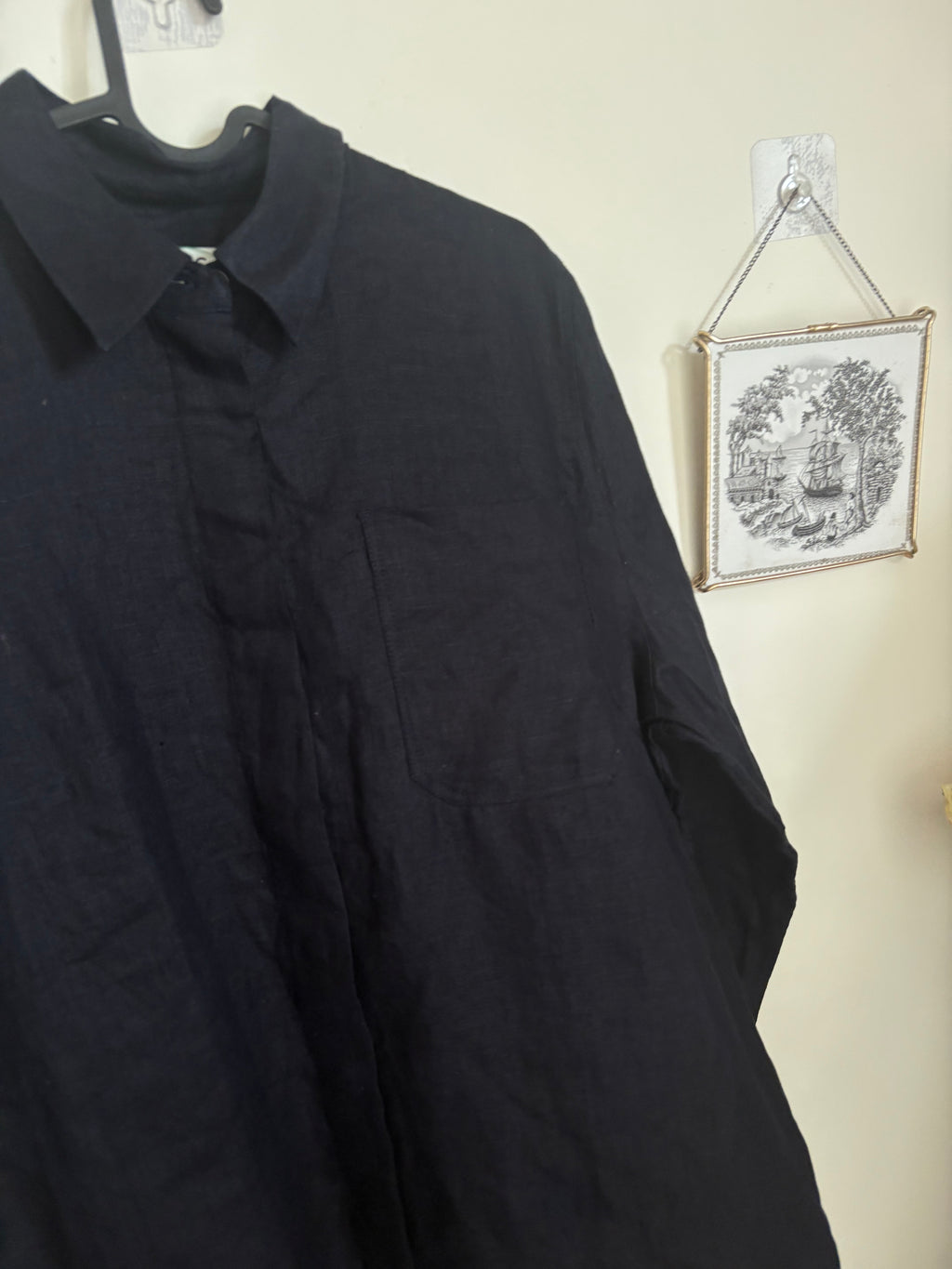 COS NAVY LINEN SHIRT EUR 38 (M)