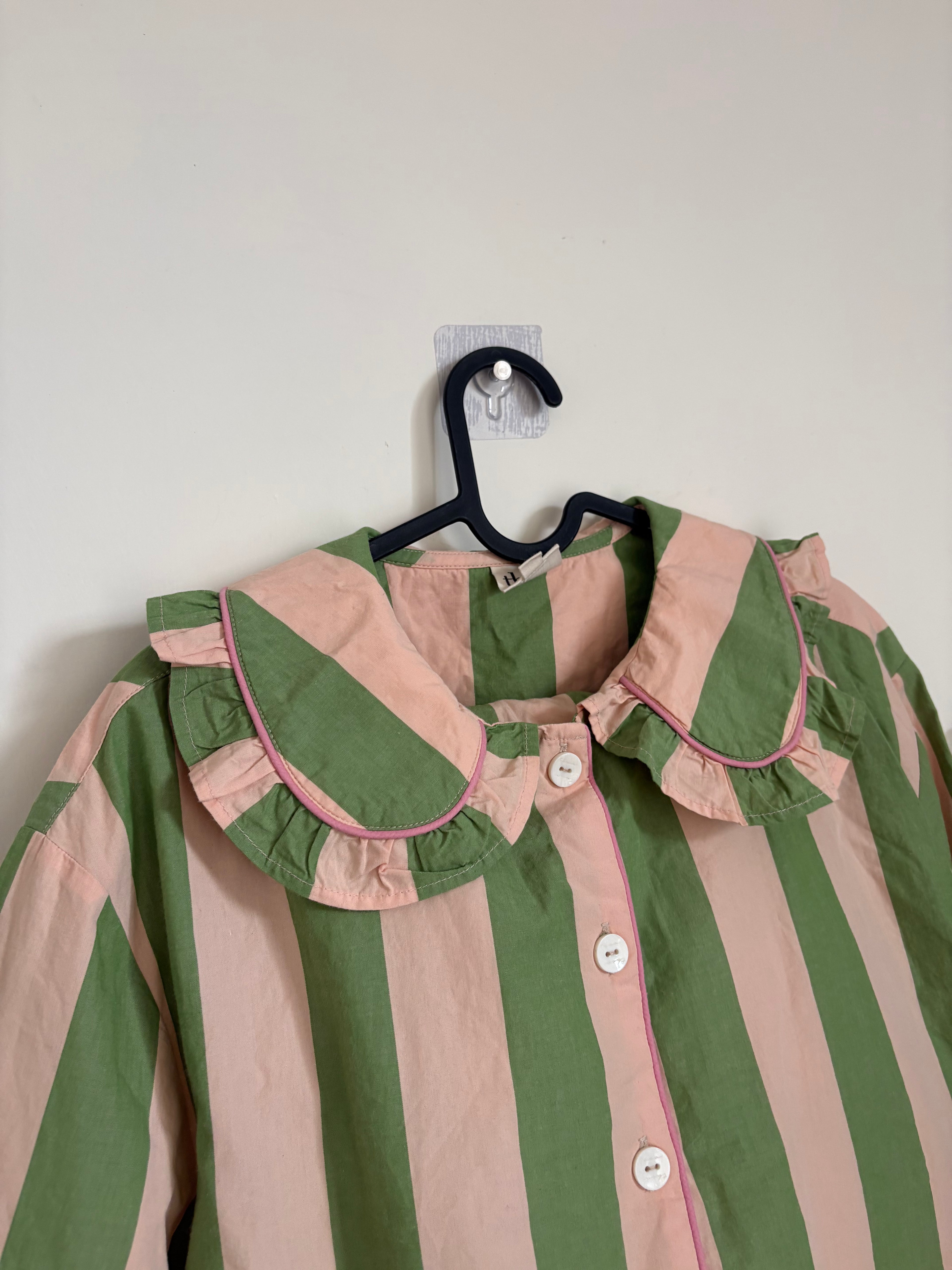 TBCO Cropped Cotton Pyjama Set  Green Stripe