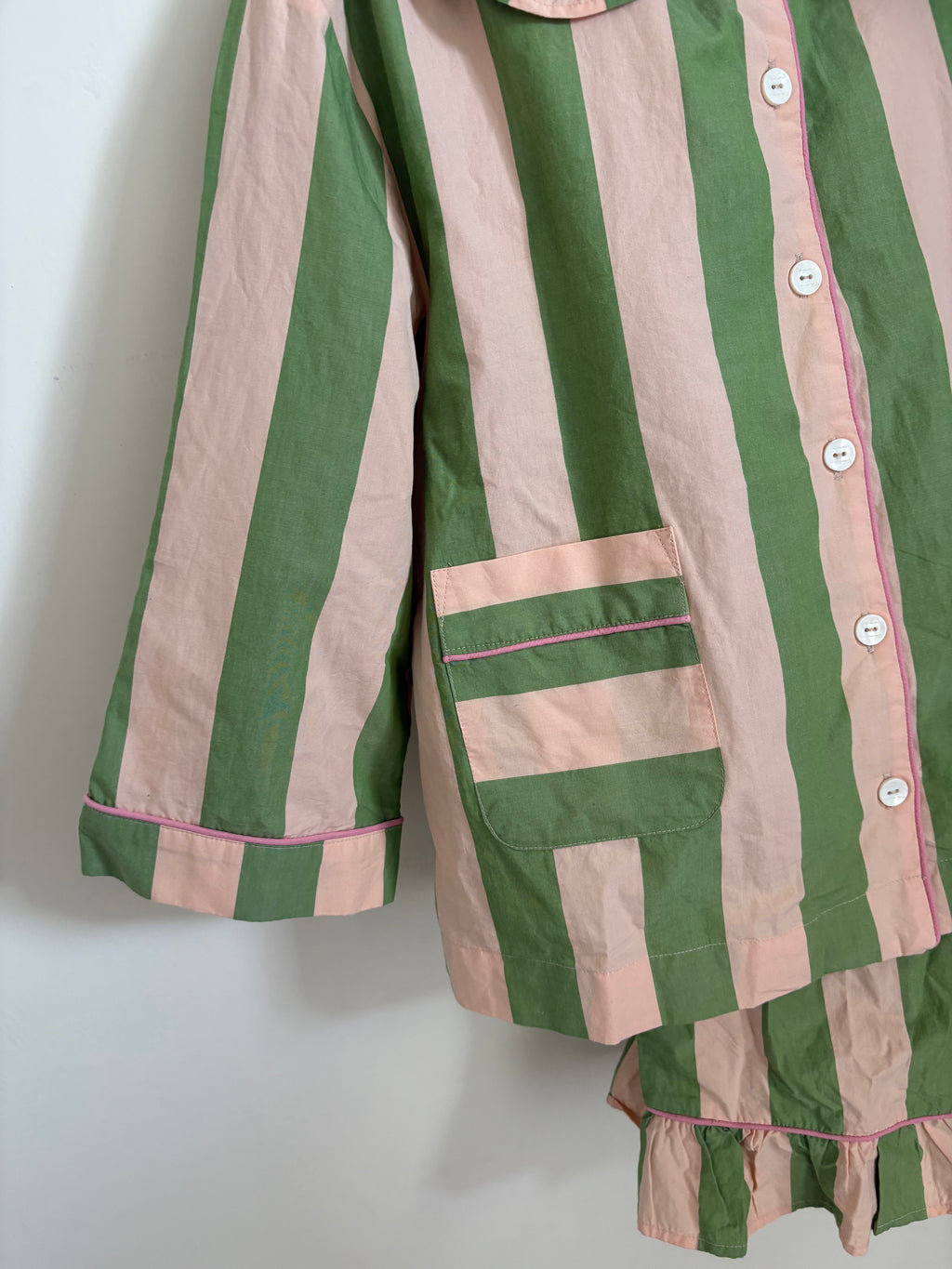 TBCO Cropped Cotton Pyjama Set  Green Stripe