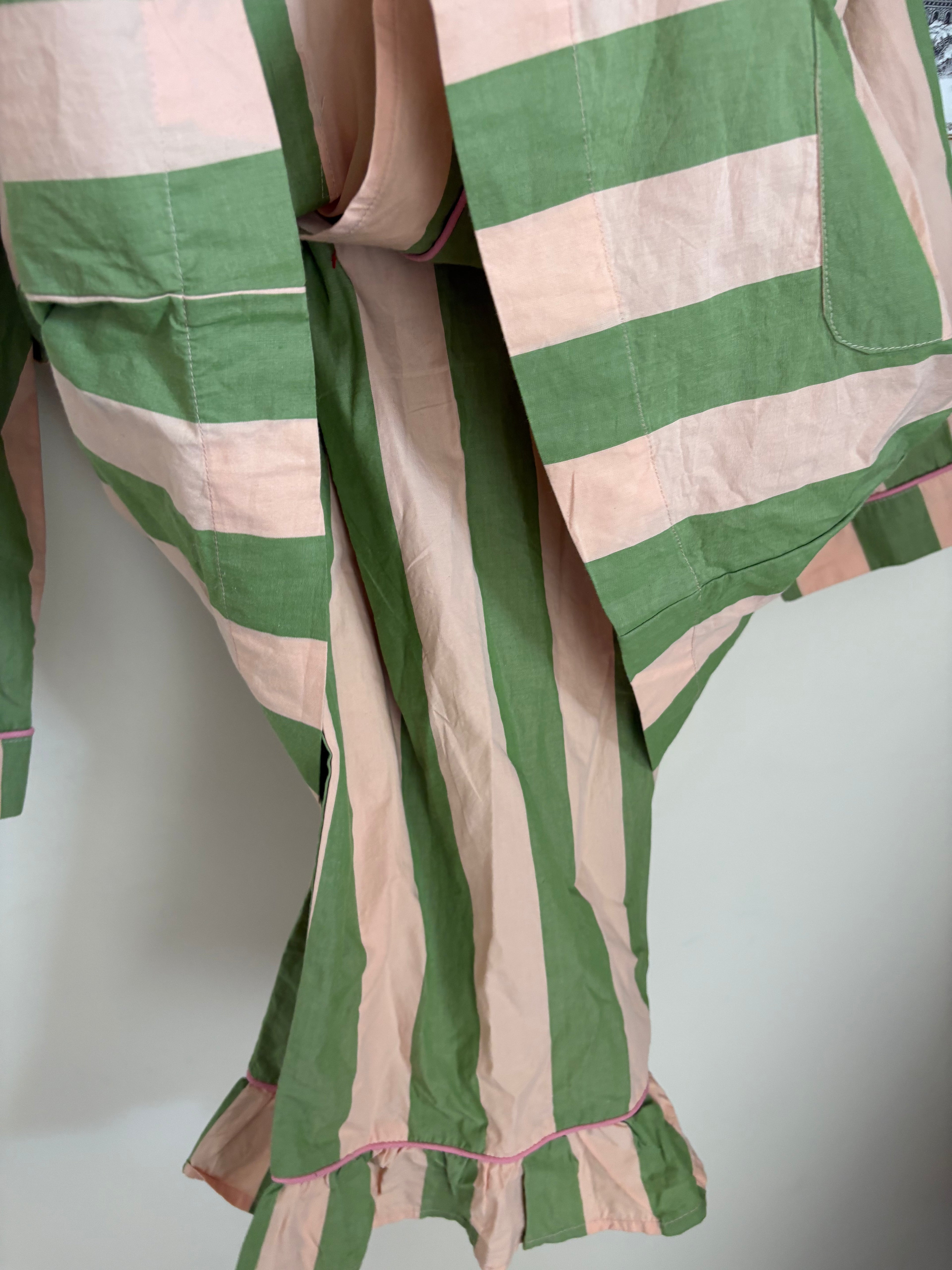 TBCO Cropped Cotton Pyjama Set  Green Stripe
