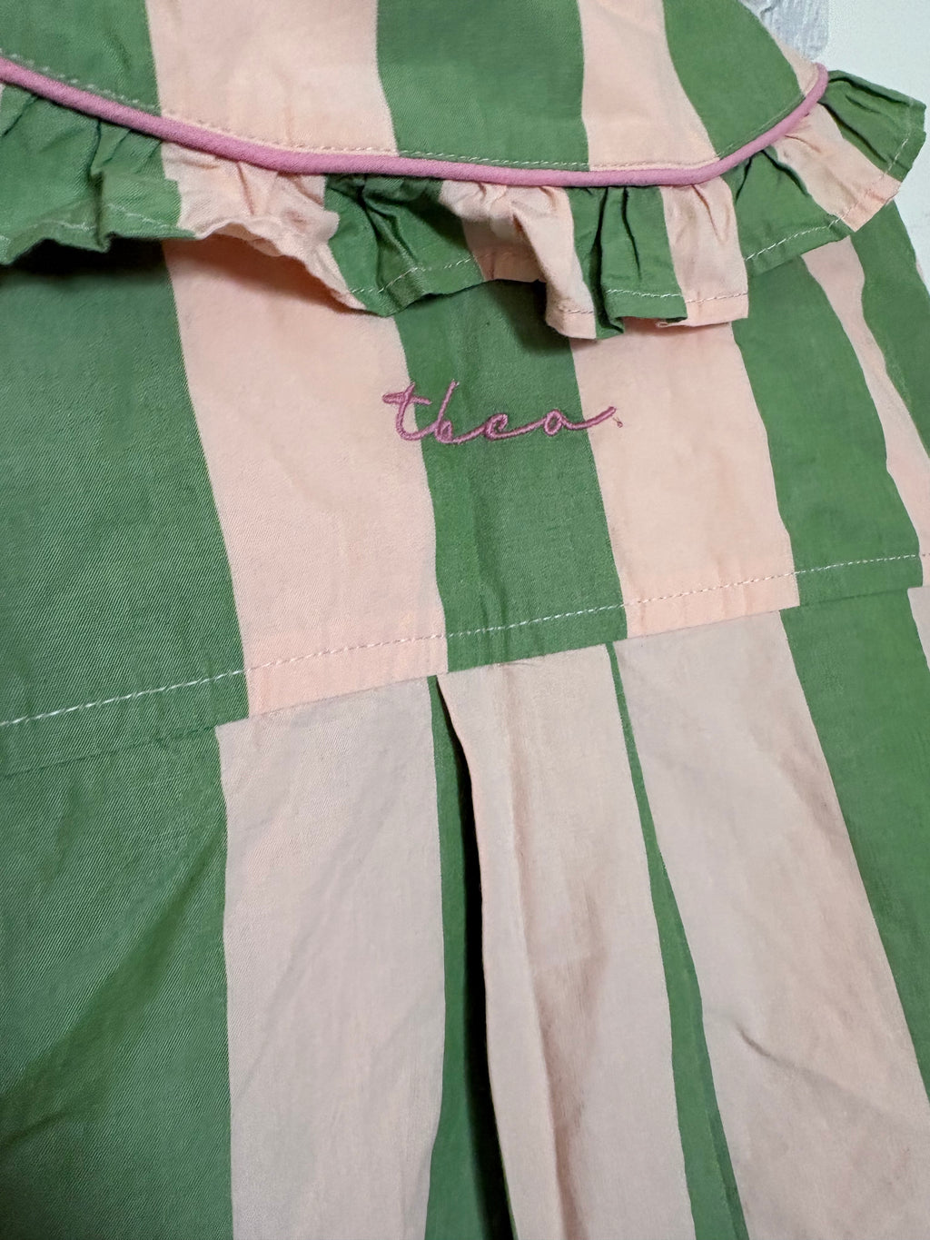 TBCO Cropped Cotton Pyjama Set  Green Stripe