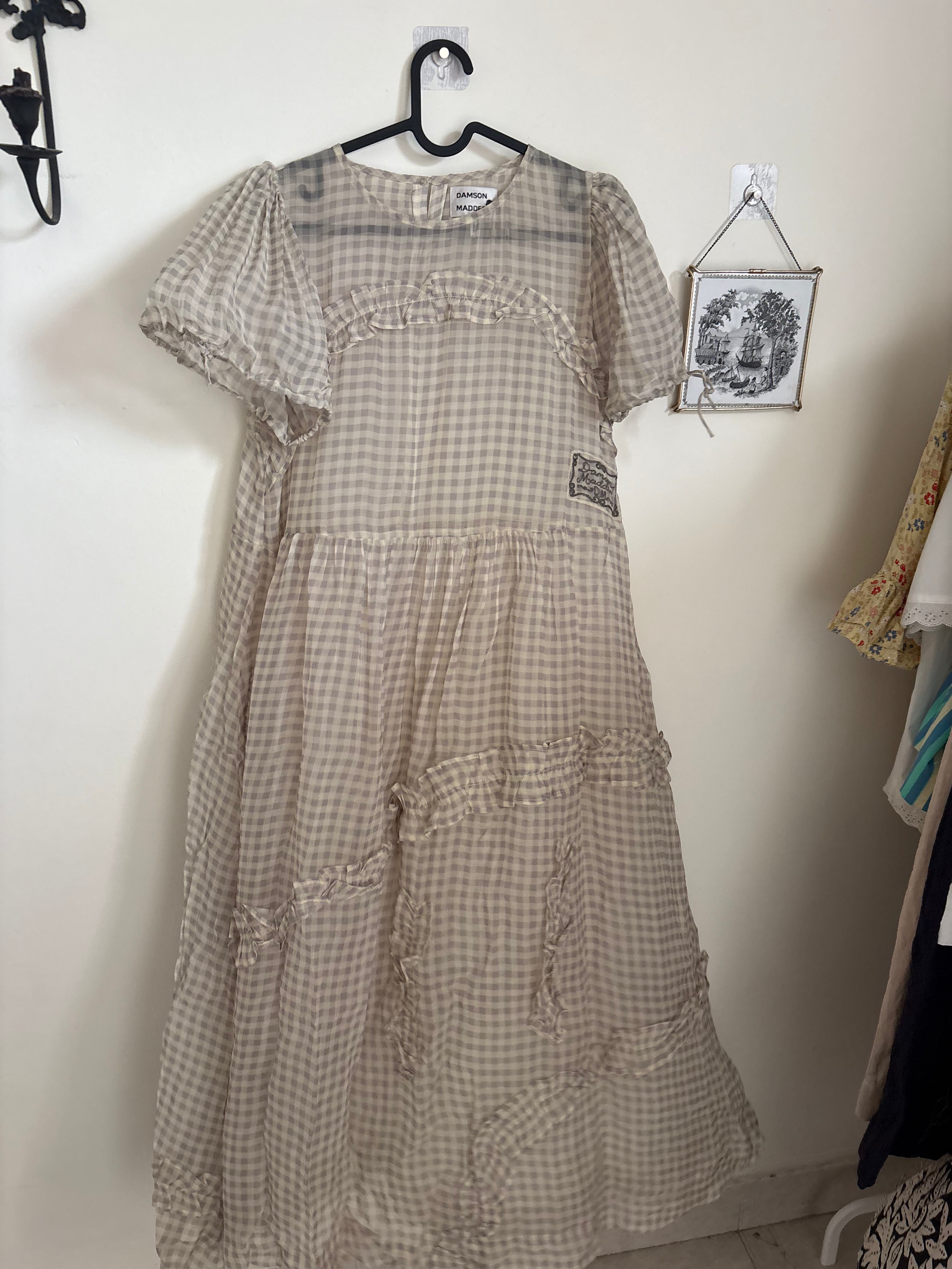 Damson Madder SAMPLE DRESS SHEER GINGHAM UK 10
