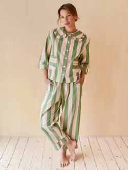 TBCO Cropped Cotton Pyjama Set  Green Stripe