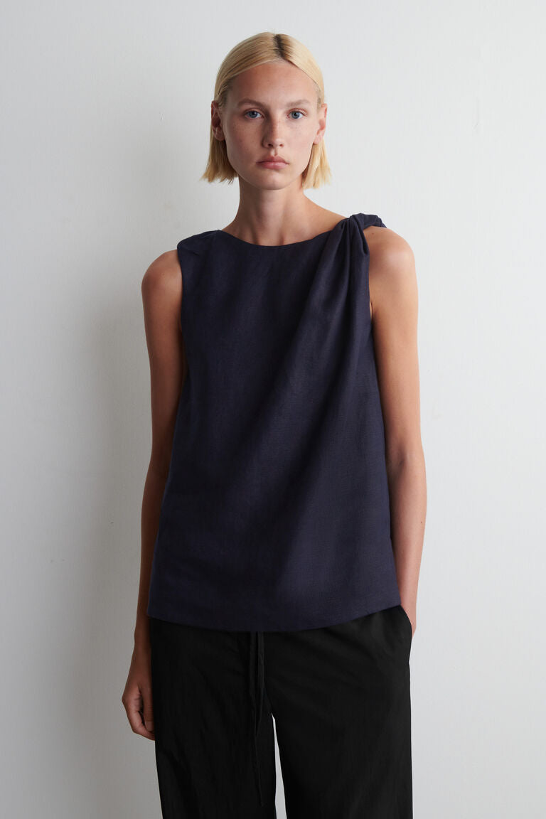 COS TWISTED-DETAIL LINEN TOP EU 42 (M/L)