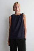 COS TWISTED-DETAIL LINEN TOP EU 42 (M/L)