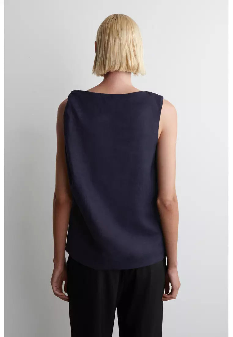 COS TWISTED-DETAIL LINEN TOP EU 42 (M/L)