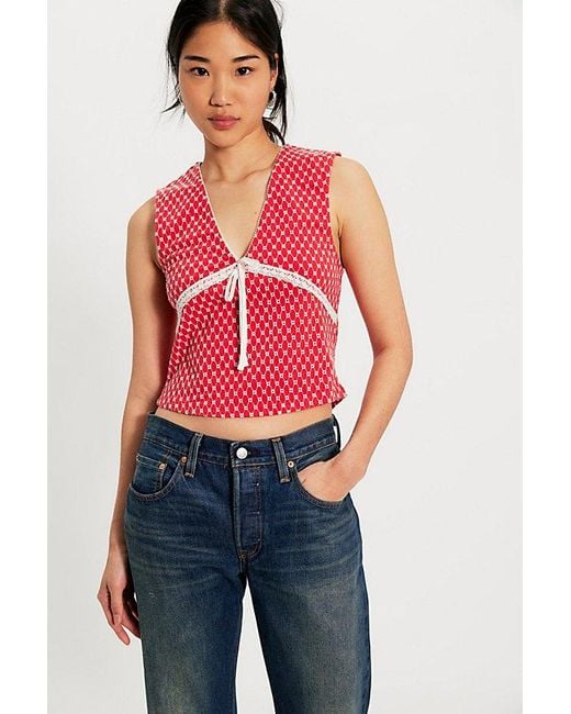Free People Good Graces v neck top in black polka dot
