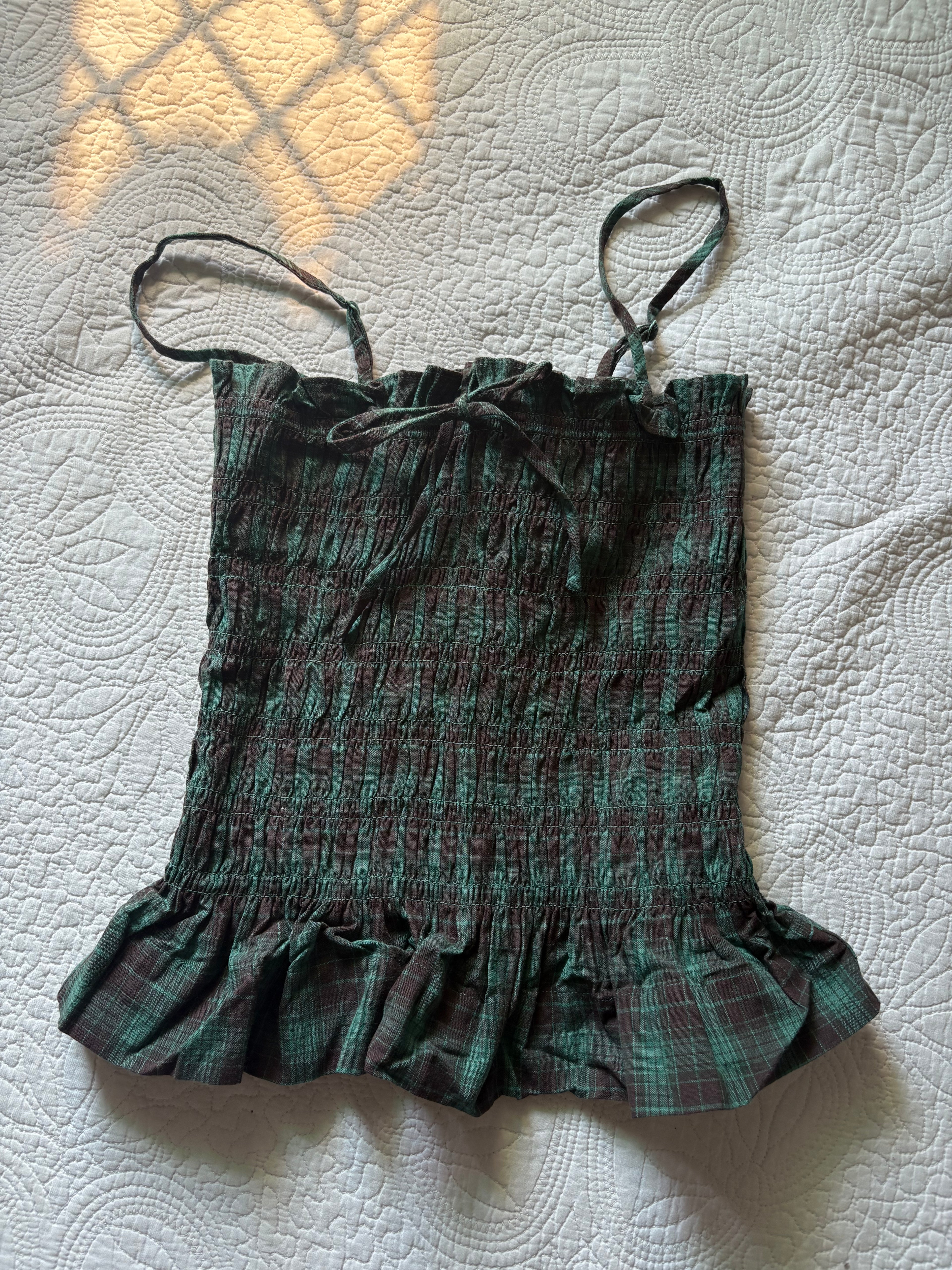 DAMSON MADDER GREEN CHECK TOP