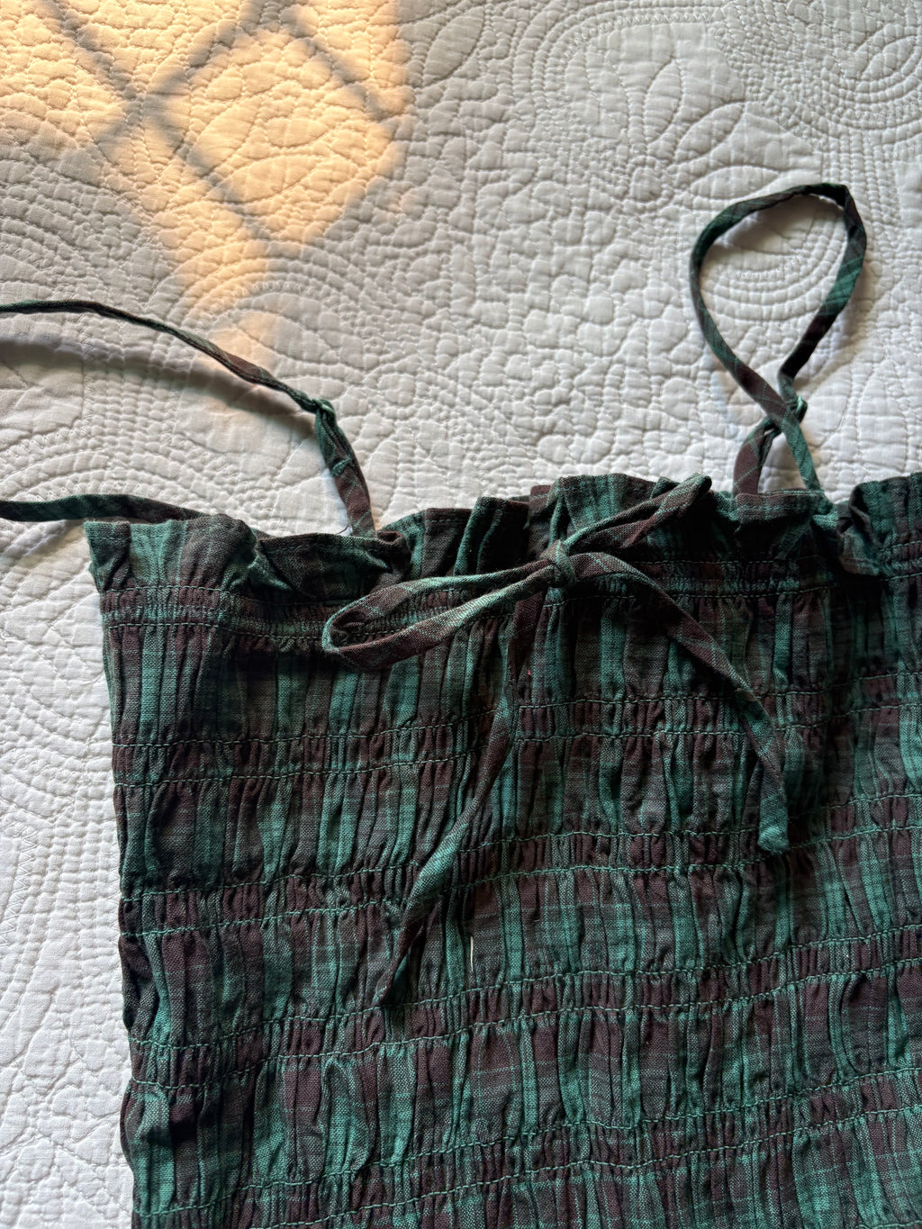 DAMSON MADDER GREEN CHECK TOP