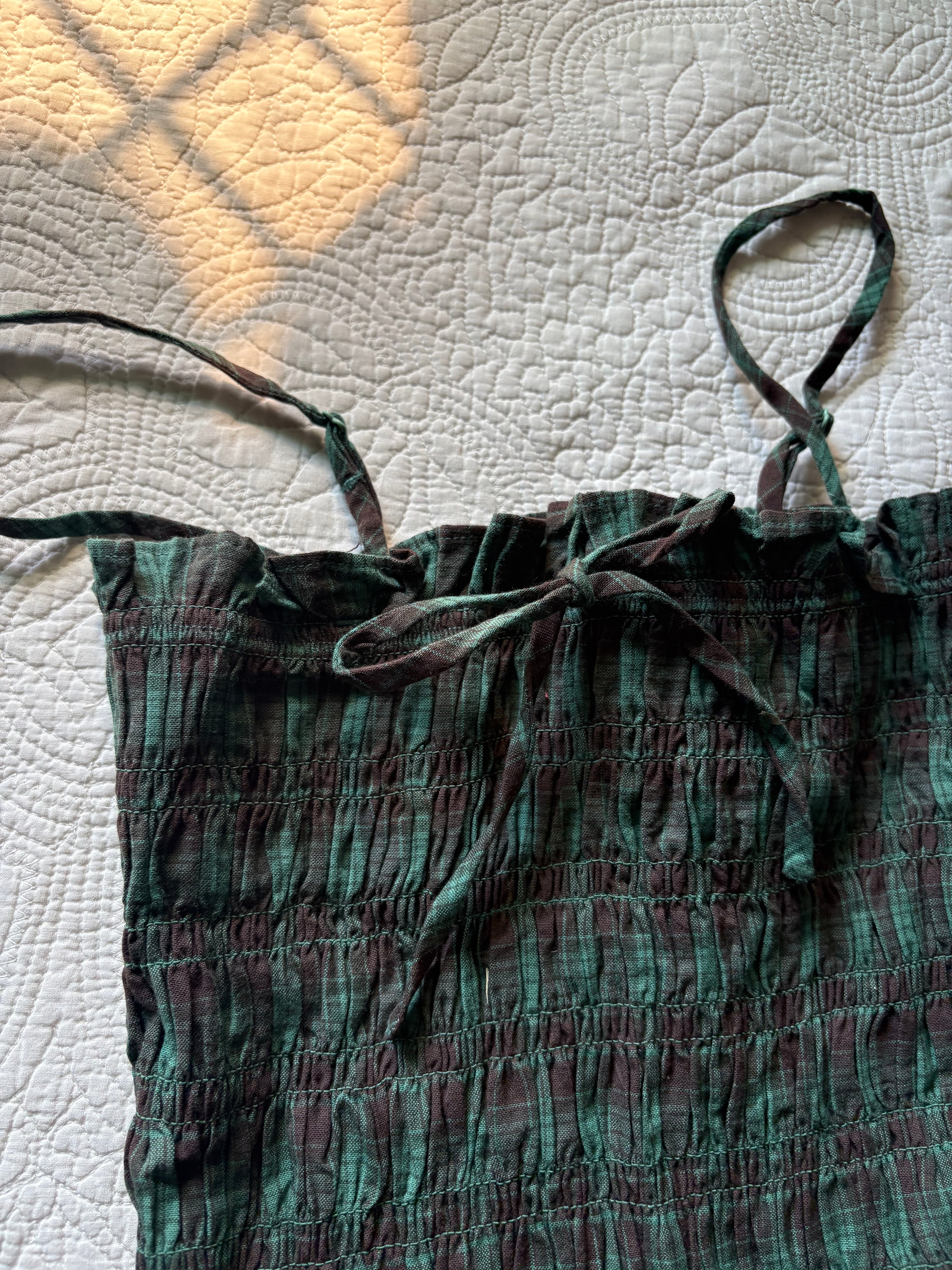 DAMSON MADDER GREEN CHECK TOP