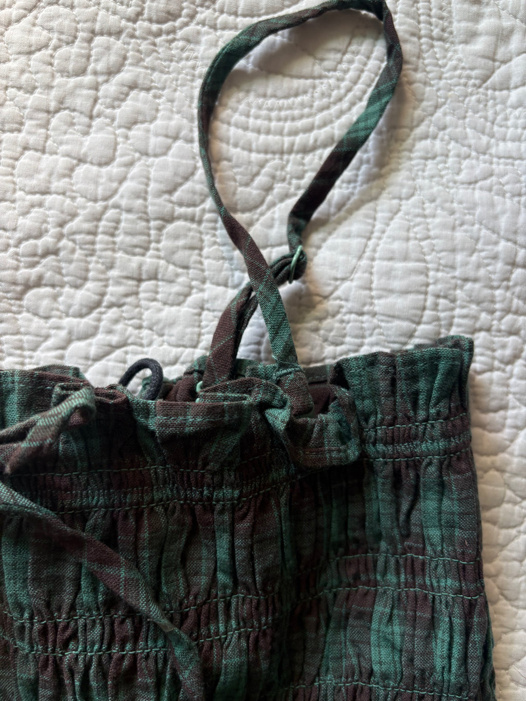 DAMSON MADDER GREEN CHECK TOP