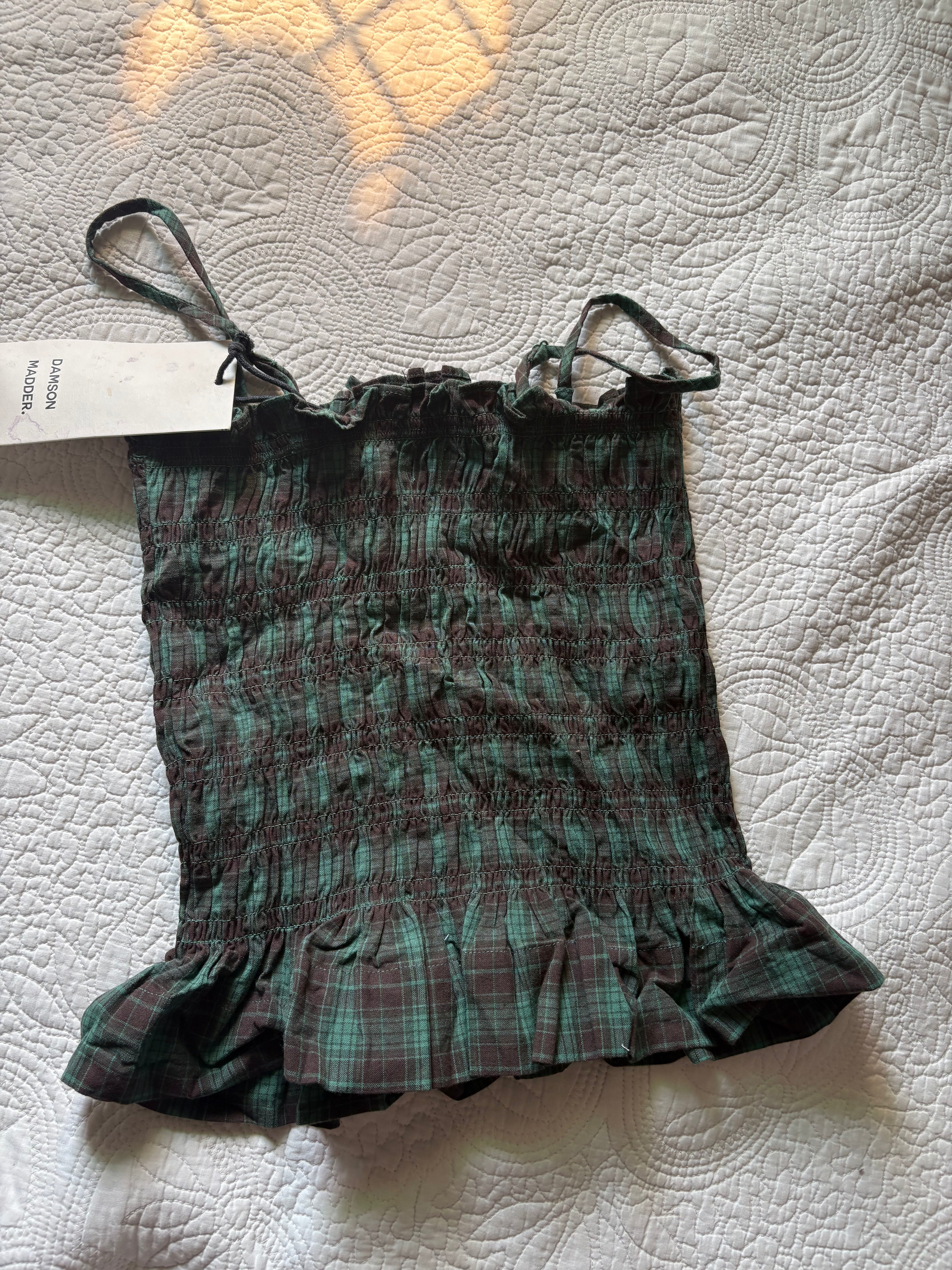 DAMSON MADDER GREEN CHECK TOP
