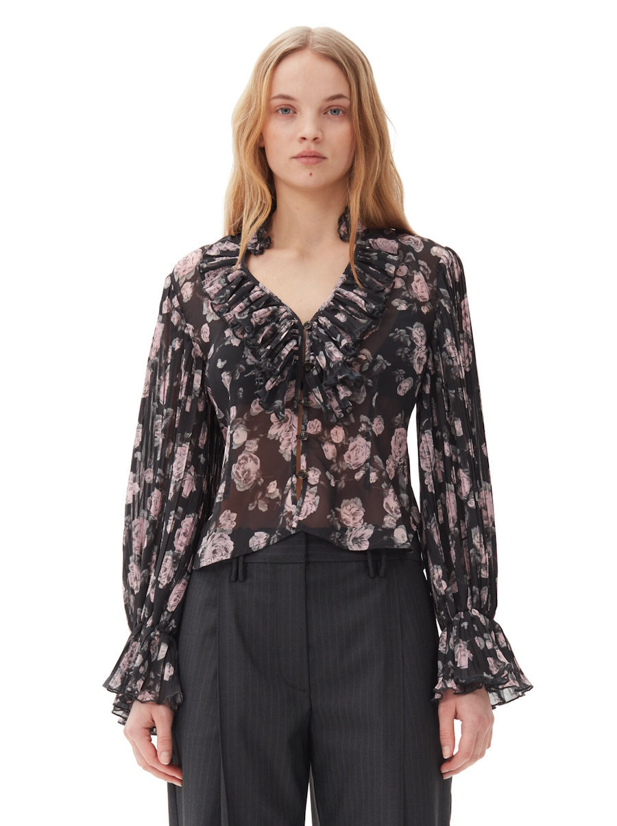 GANNI FLORAL TOP