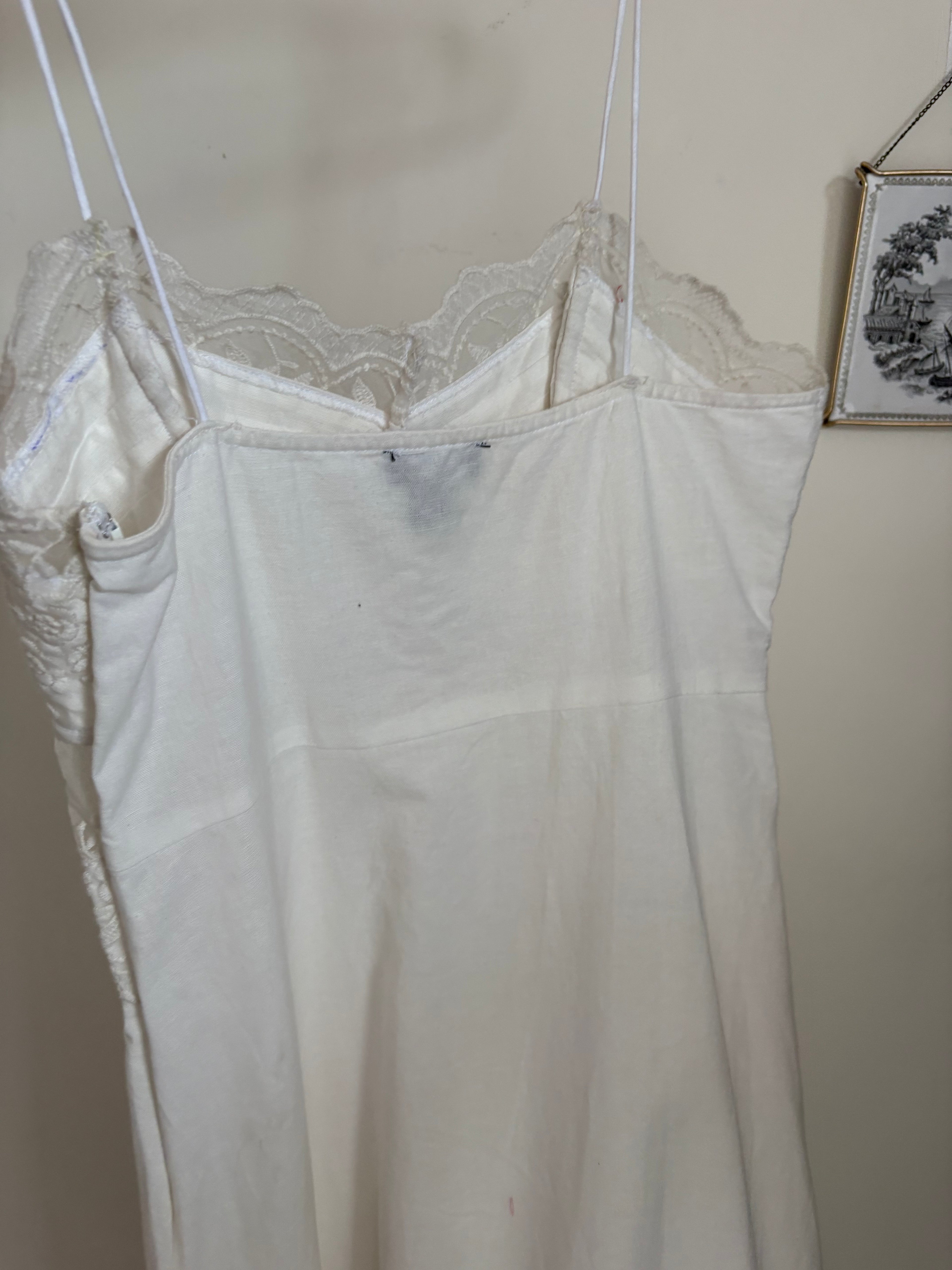 WHITE BRODERIE TRIM STRAPPY SLEEVELESS MAXI DRESS UK 8