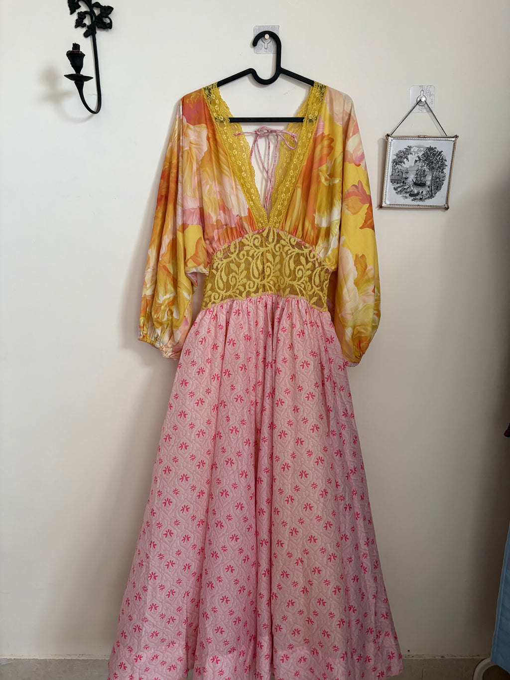 YELLOW AND PINK VACATION DRESS  M