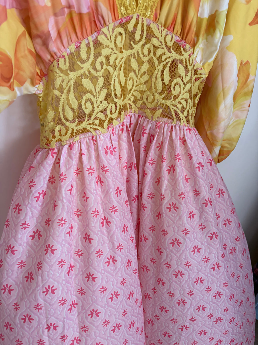YELLOW AND PINK VACATION DRESS  M