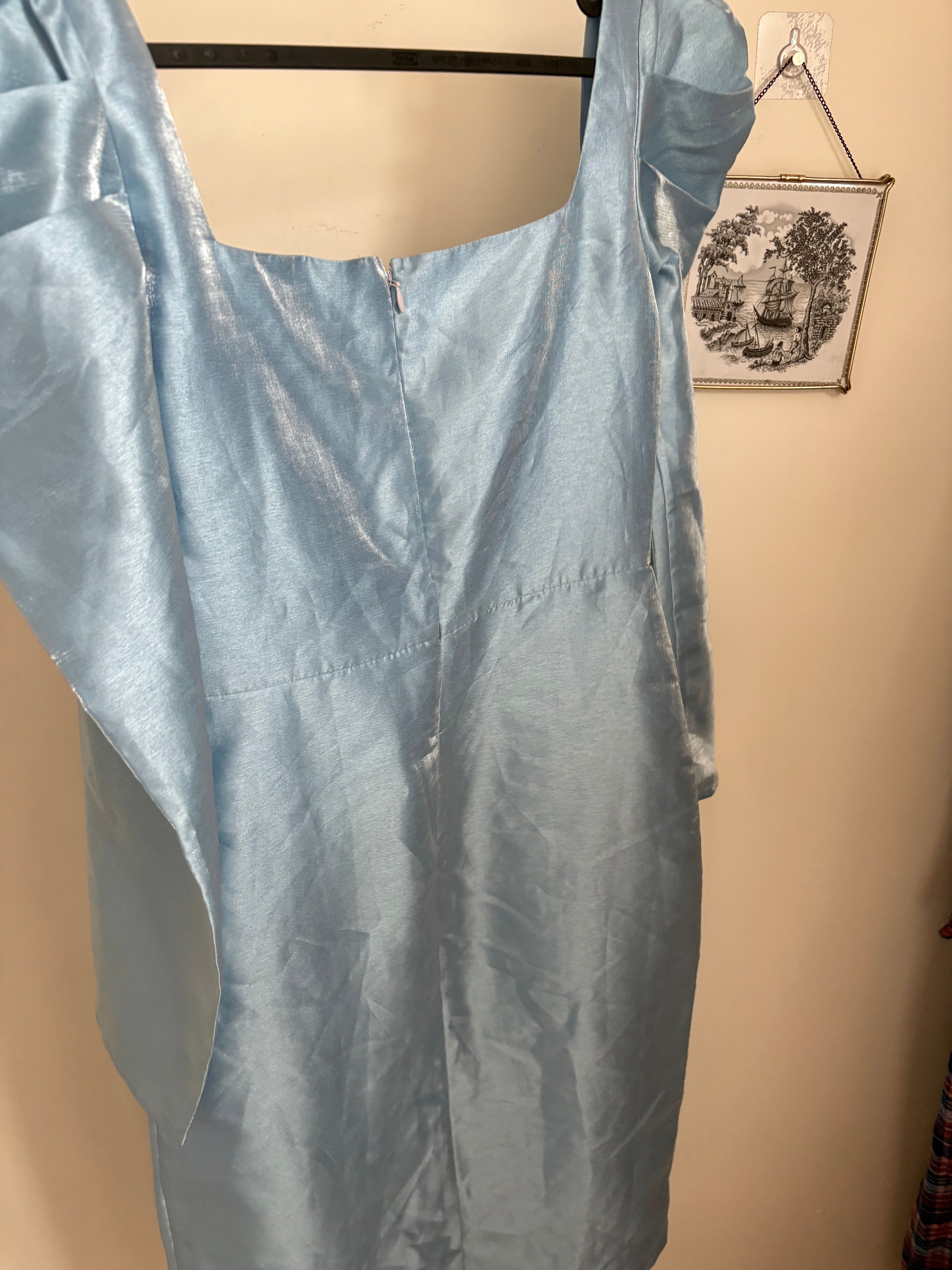 Blue organza fitted dress M