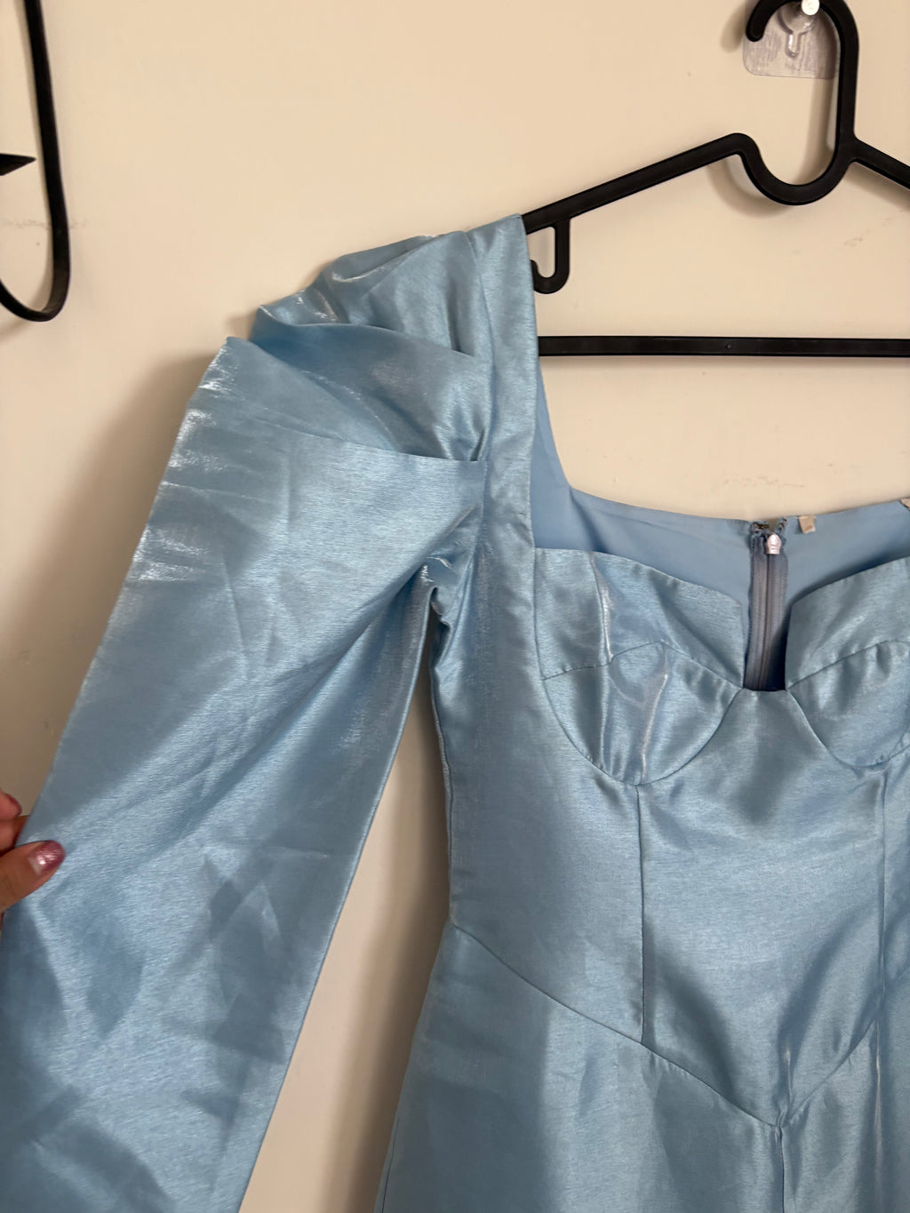 Blue organza fitted dress M