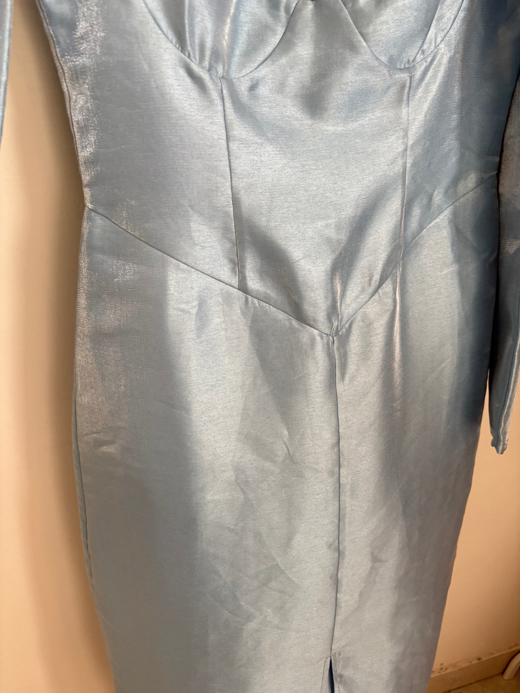 Blue organza fitted dress M