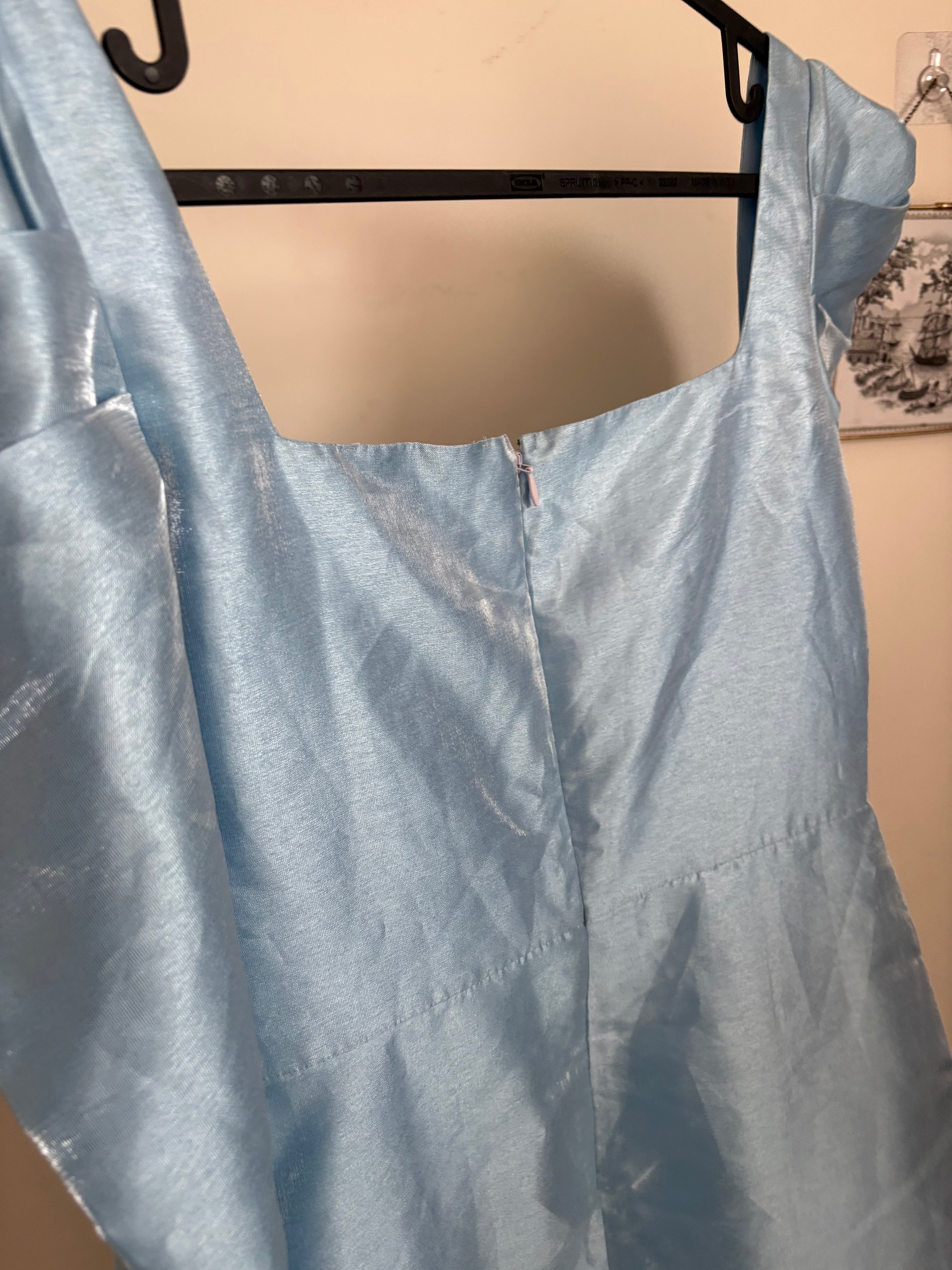 Blue organza fitted dress M