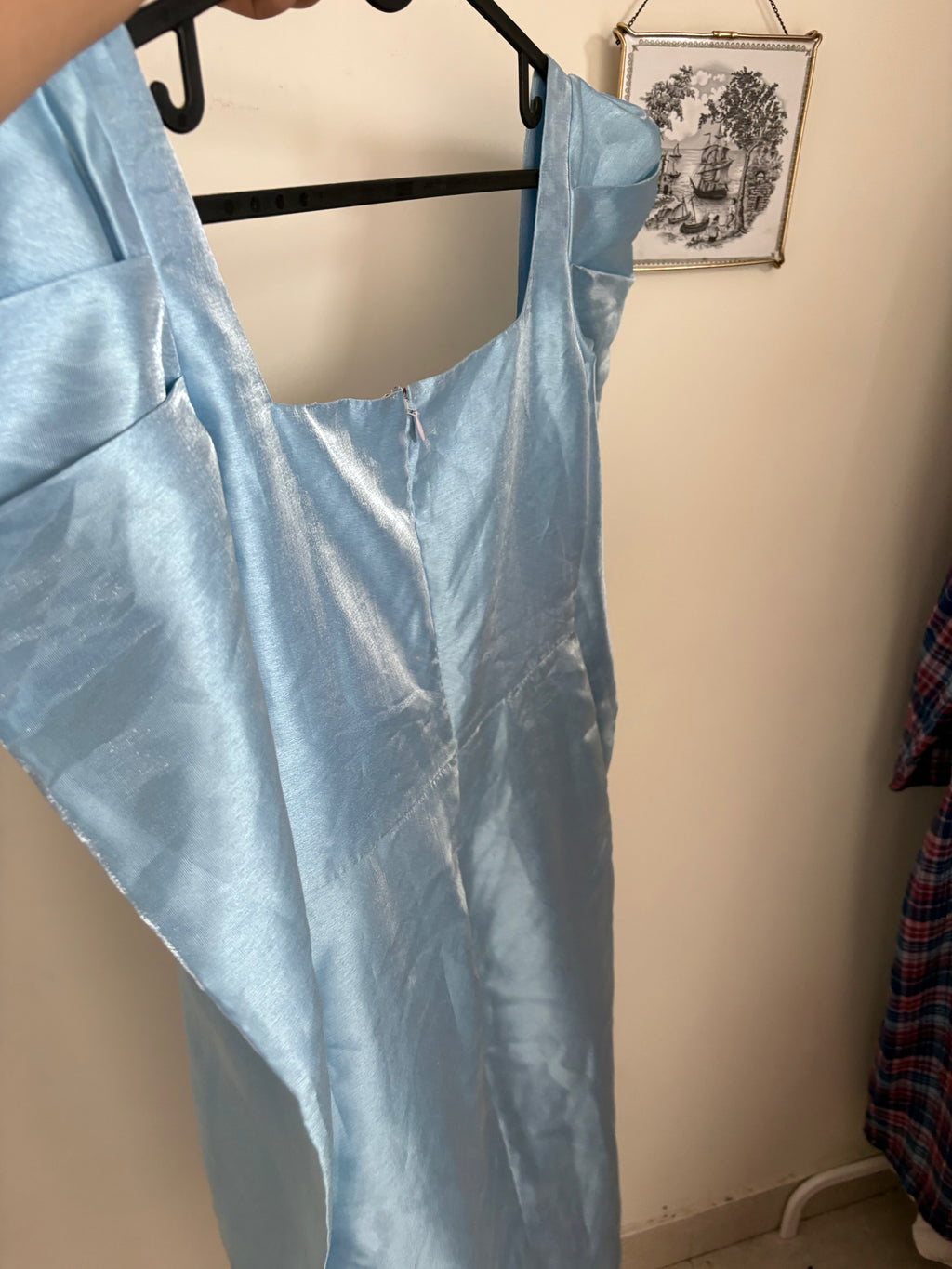 Blue organza fitted dress M