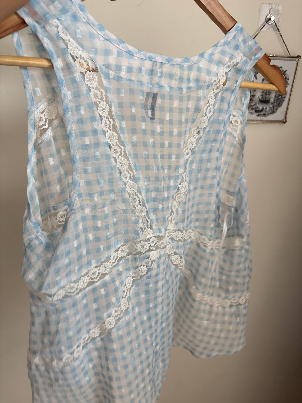By Anthropologie Sheer Lace Swing Tank M