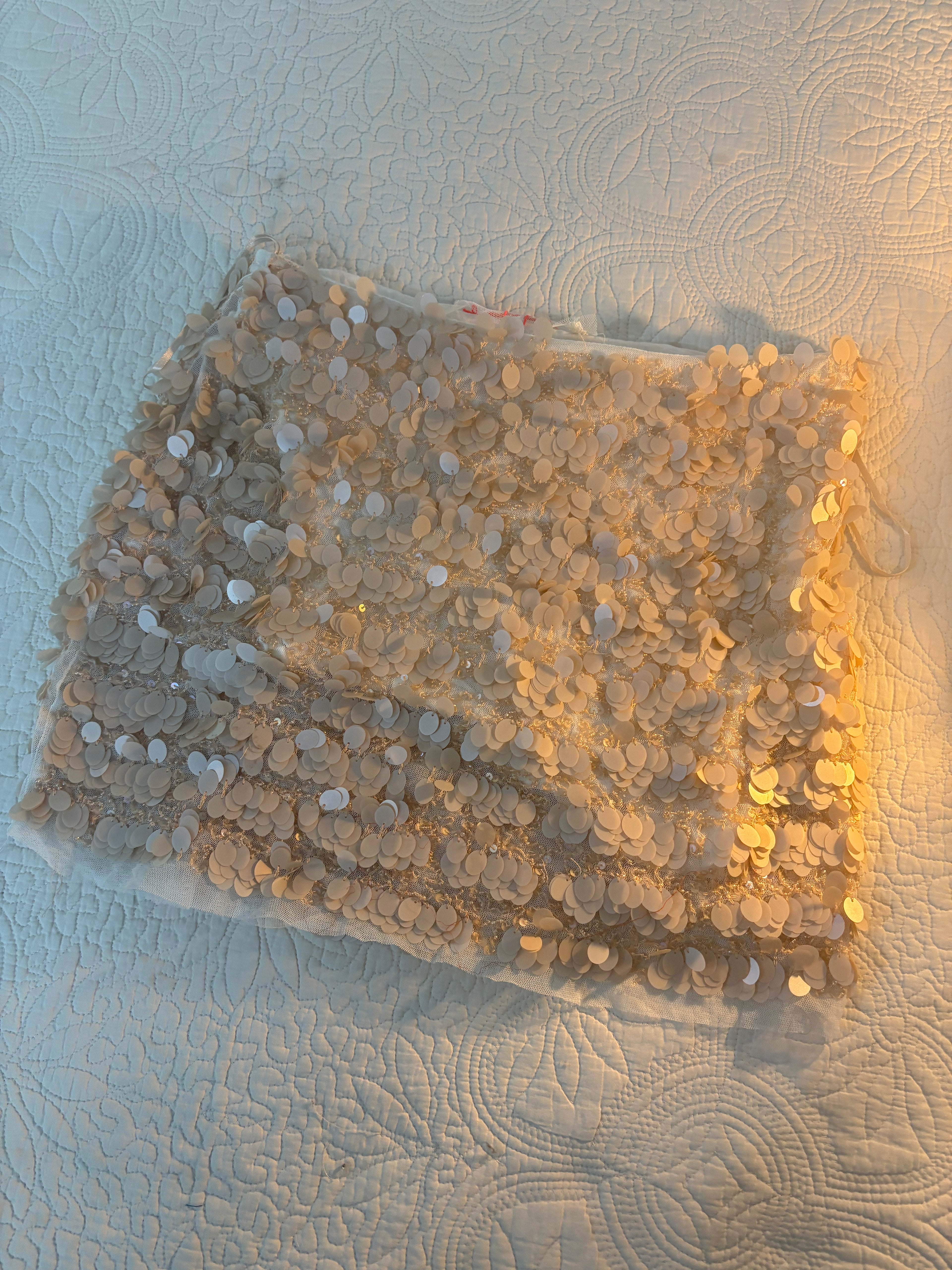 free people sequin skirt beige