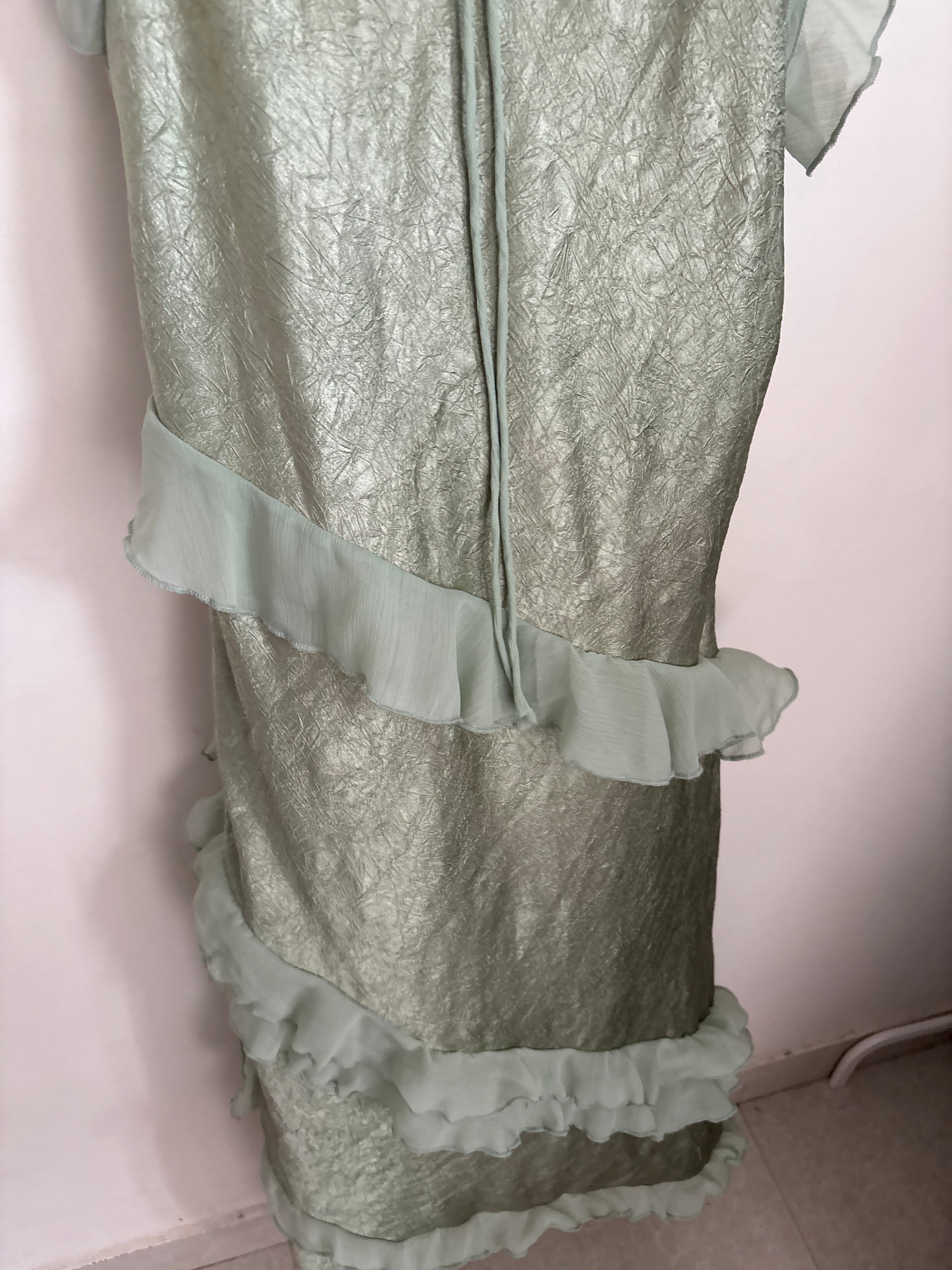 DM LIGHT GREEN RUFFLE SAMPLE DRESS  UK 10