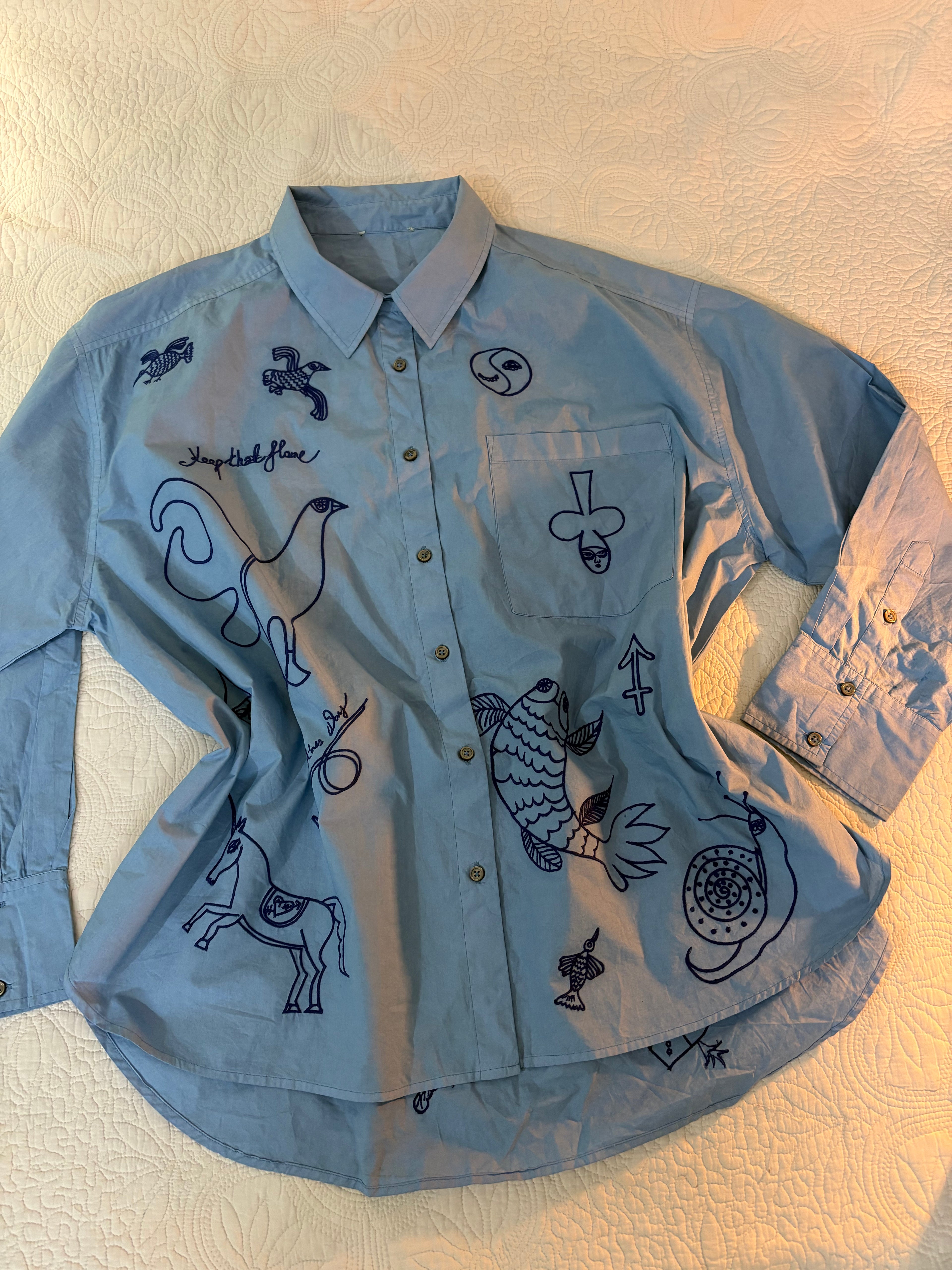 Blue embroidered shirt