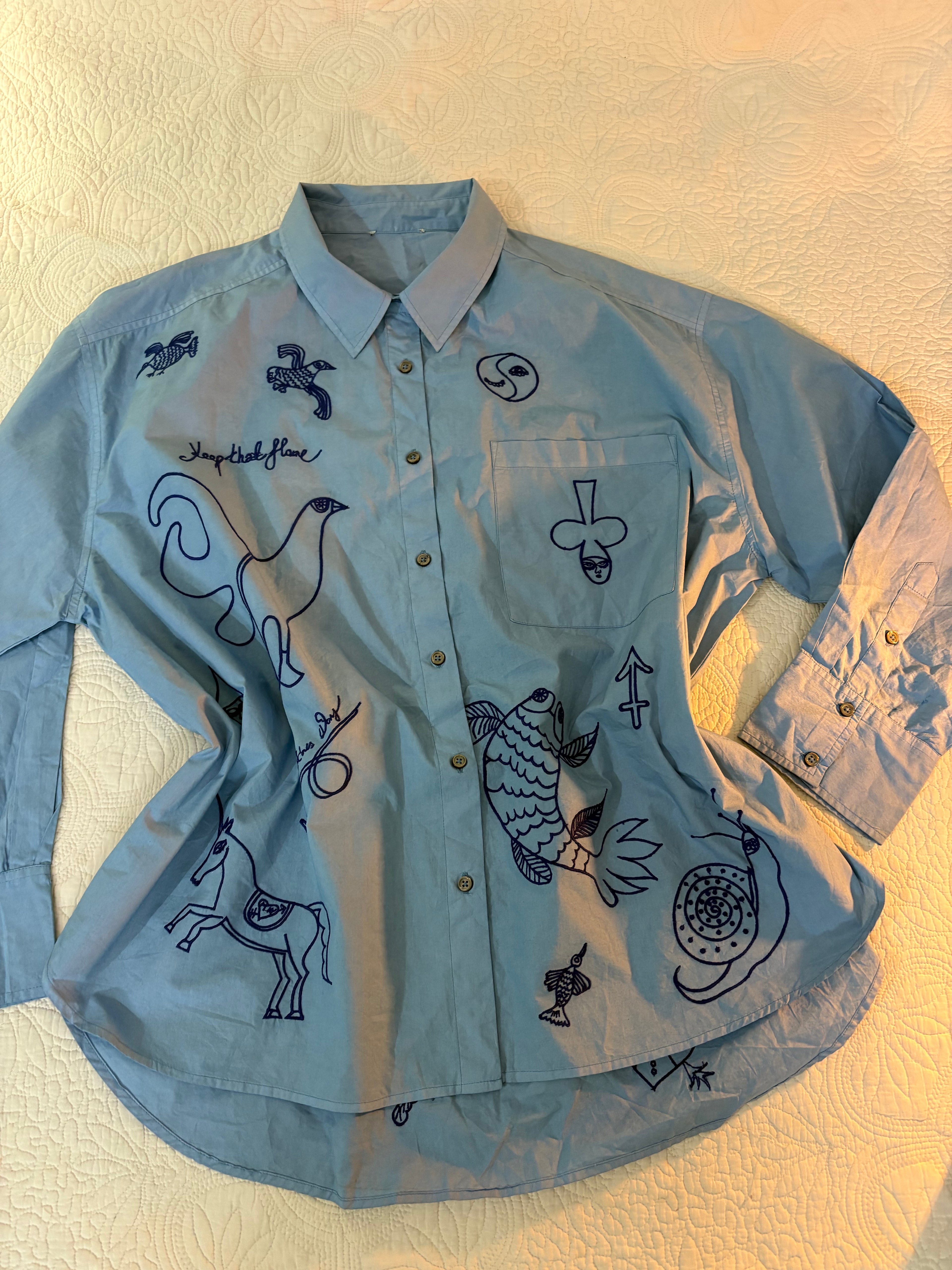 Blue embroidered shirt