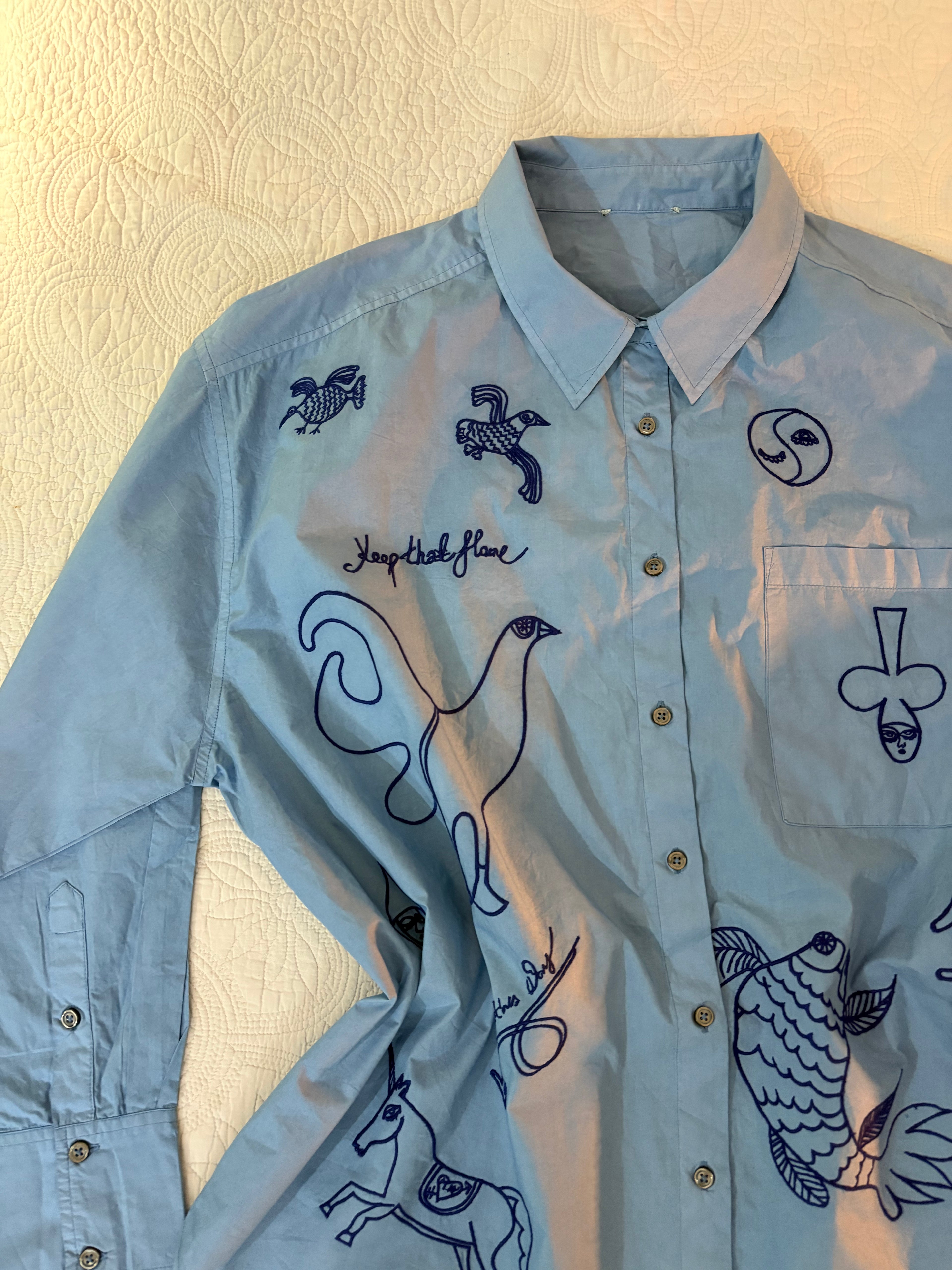 Blue embroidered shirt