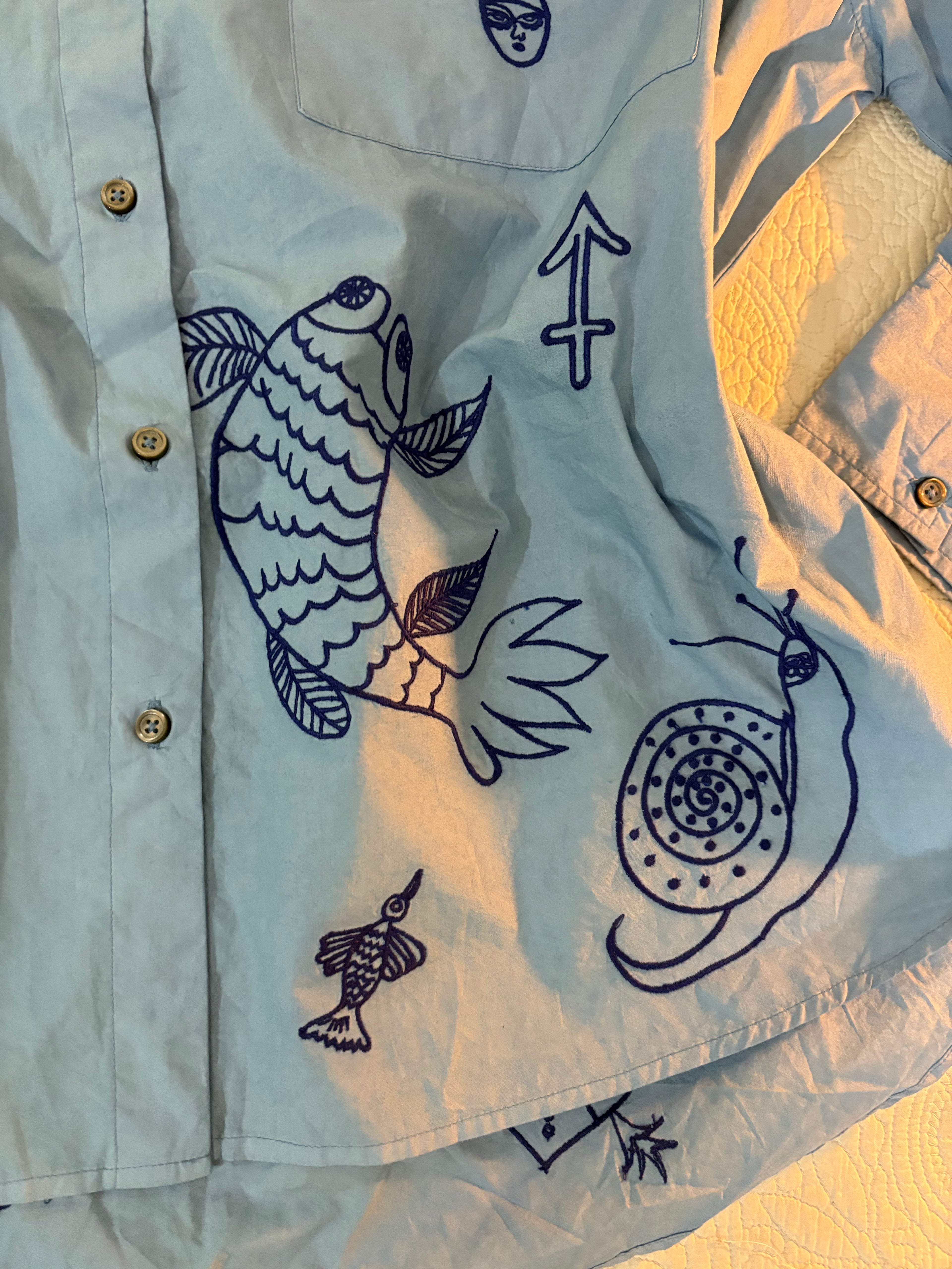 Blue embroidered shirt