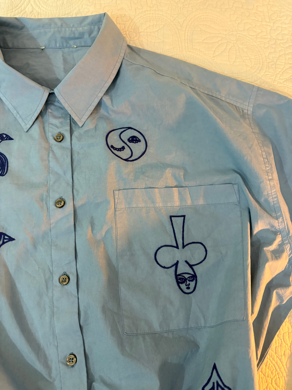 Blue embroidered shirt