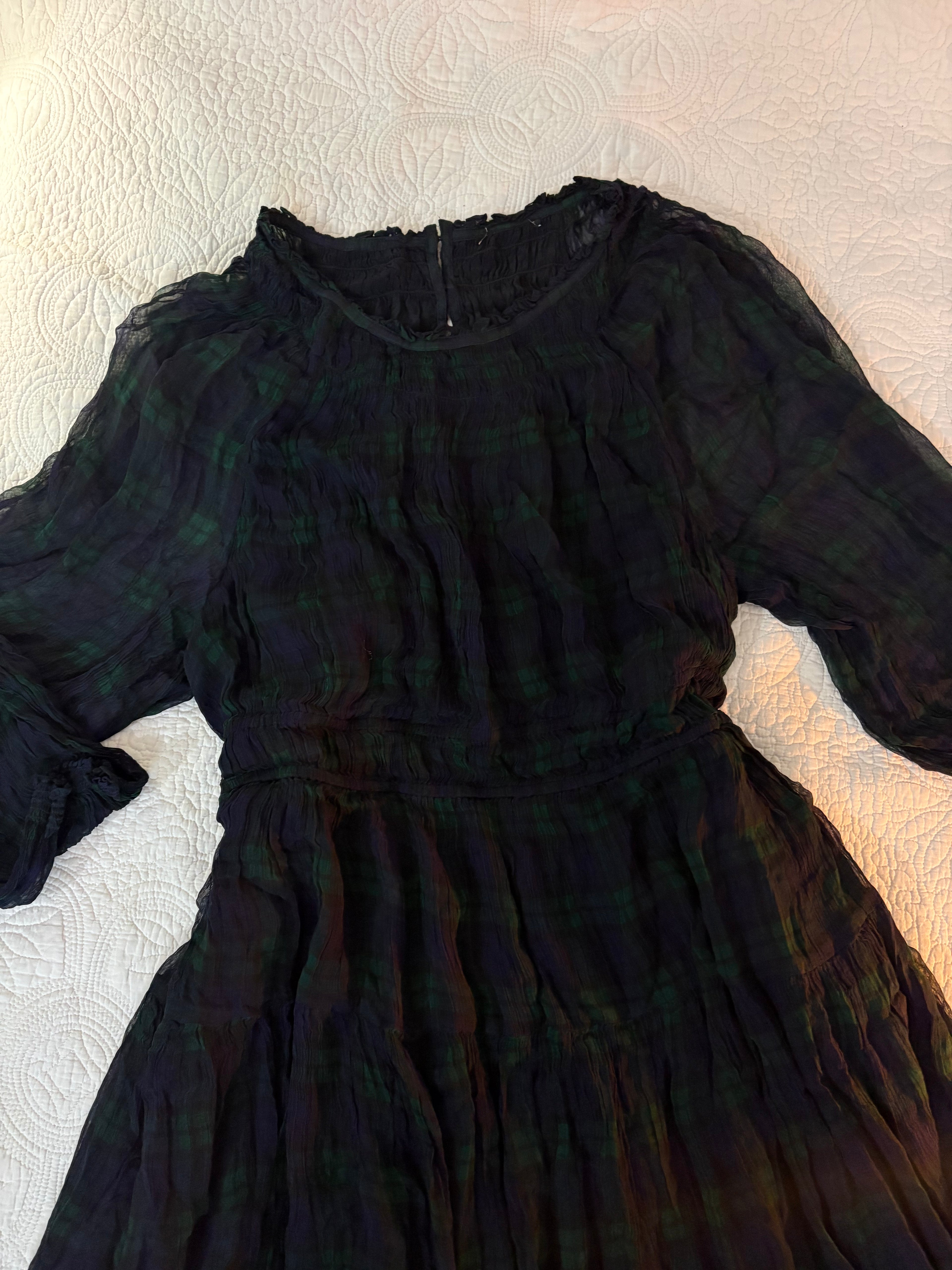 J.Crew green check dress XL