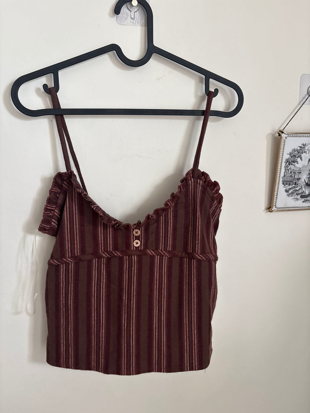 MAROON BROWN STRIPED TOP S