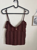 MAROON BROWN STRIPED TOP S