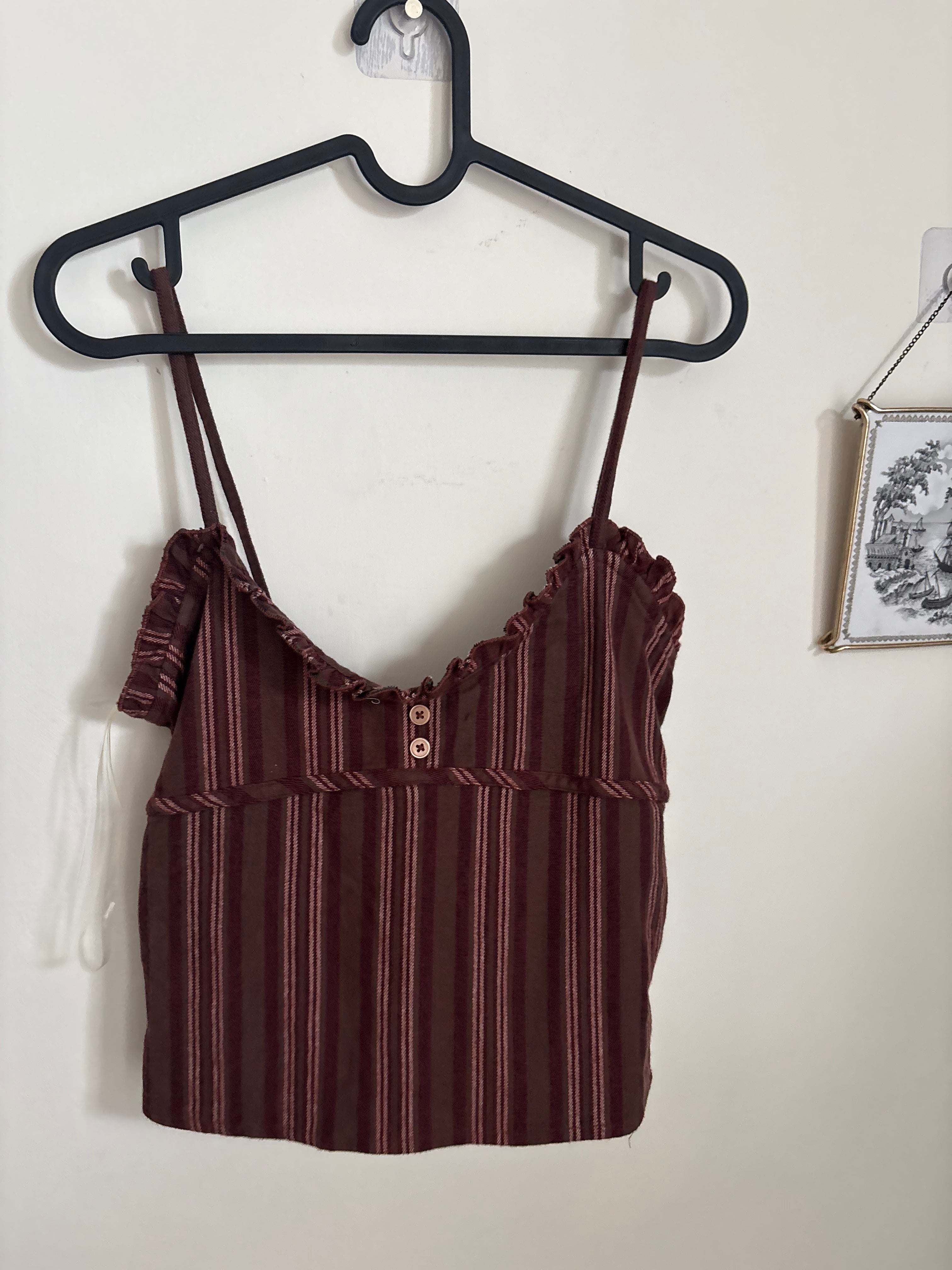 MAROON BROWN STRIPED TOP S
