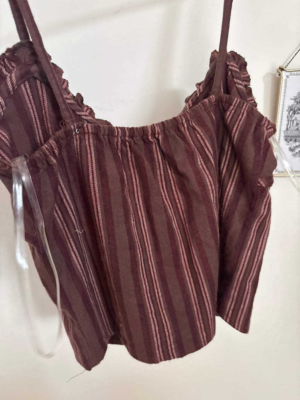 MAROON BROWN STRIPED TOP S