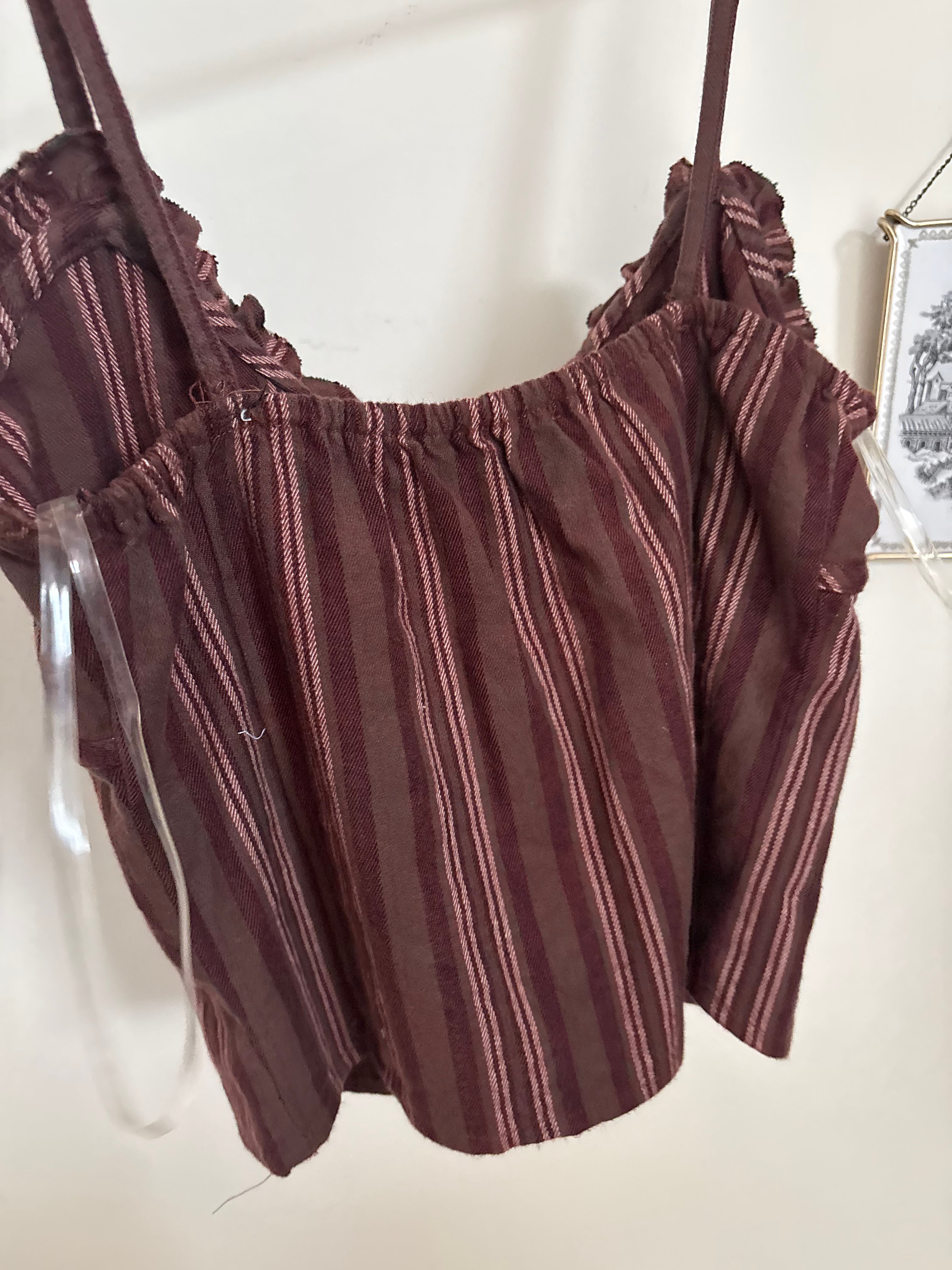 MAROON BROWN STRIPED TOP S