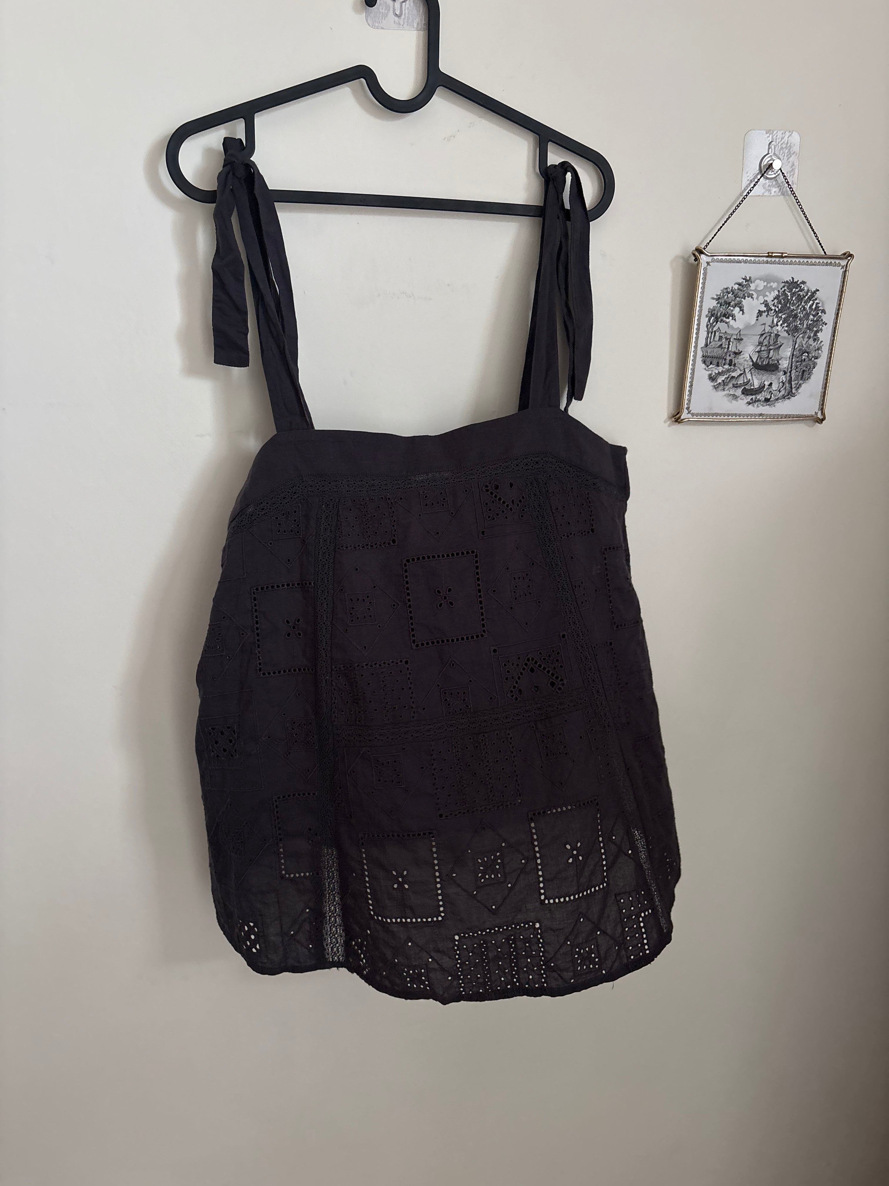 ESPRIT DARK DREY COTTON TIE TOP  S/M