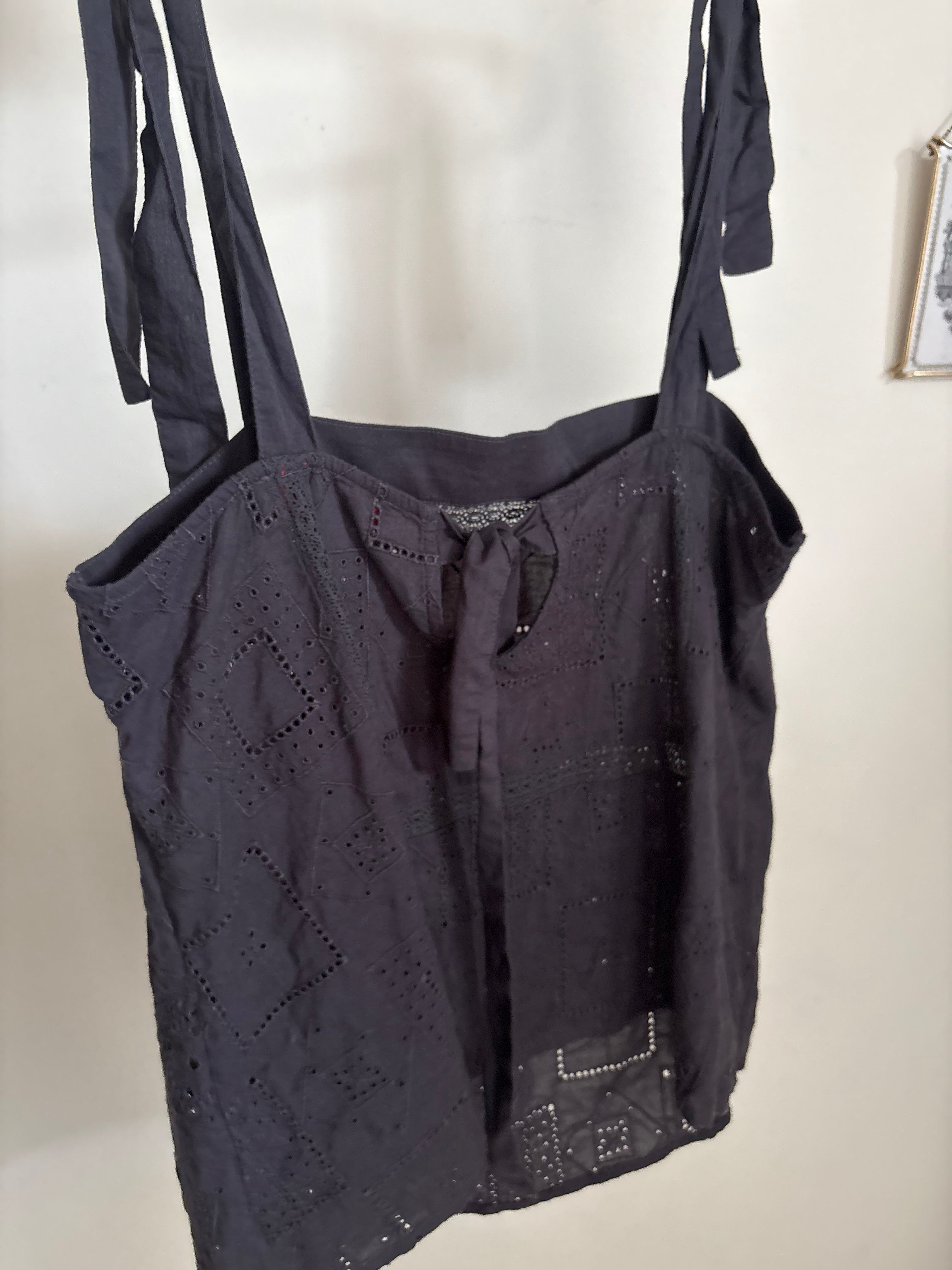 ESPRIT DARK DREY COTTON TIE TOP  S/M