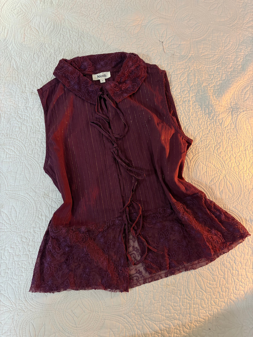 Nicoli maroon tie top