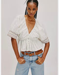 FREE PEOPLE Where We Meet Smocked Blouse XS