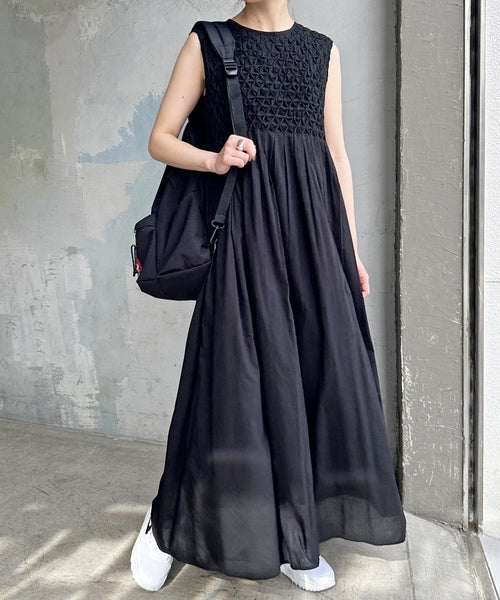 SPICK&SPAN COTTON SMOCKED DRESS FS
